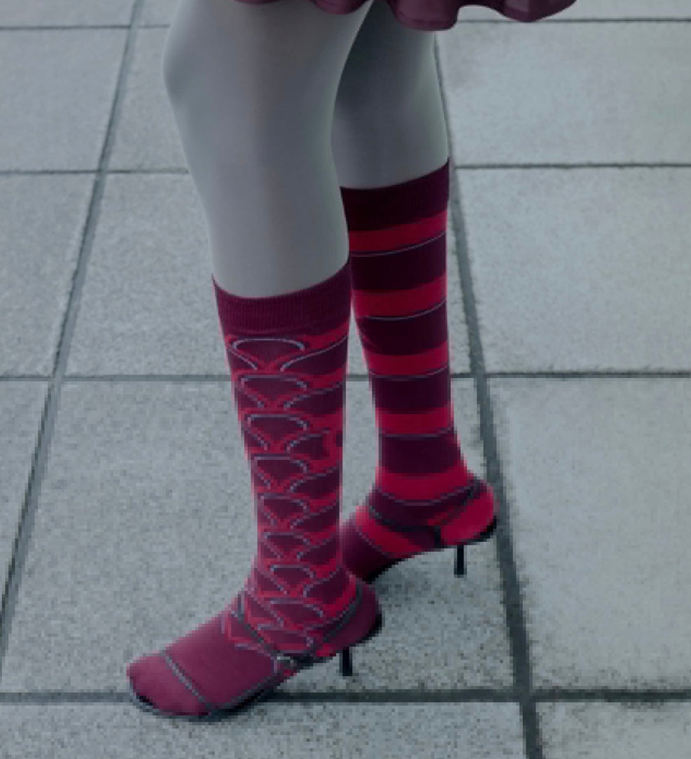 Calzini Spaiati Lunghi In Cotone Burgundy Crane