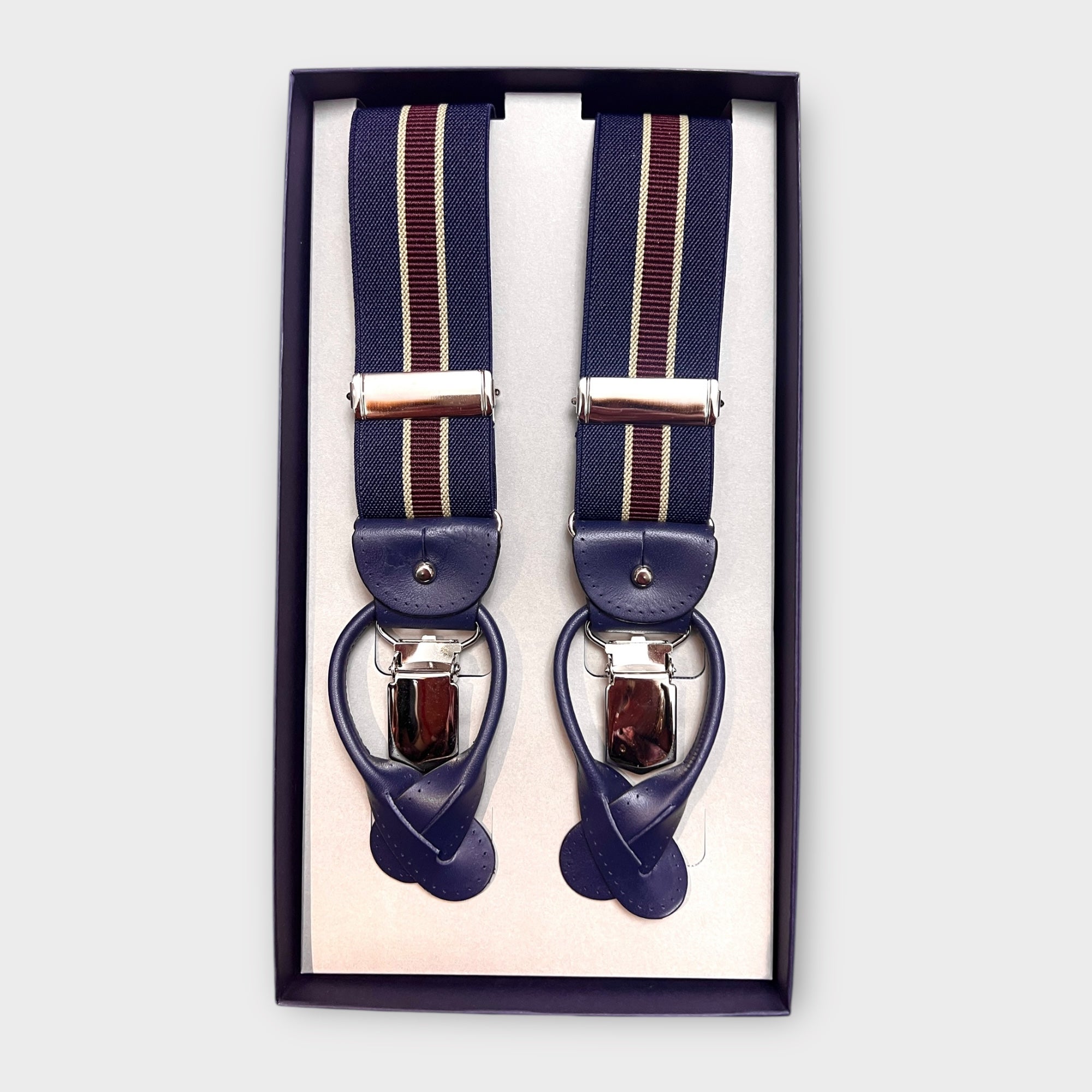 Bretelle Larghe Elastiche Con Clip E Asola In Pelle