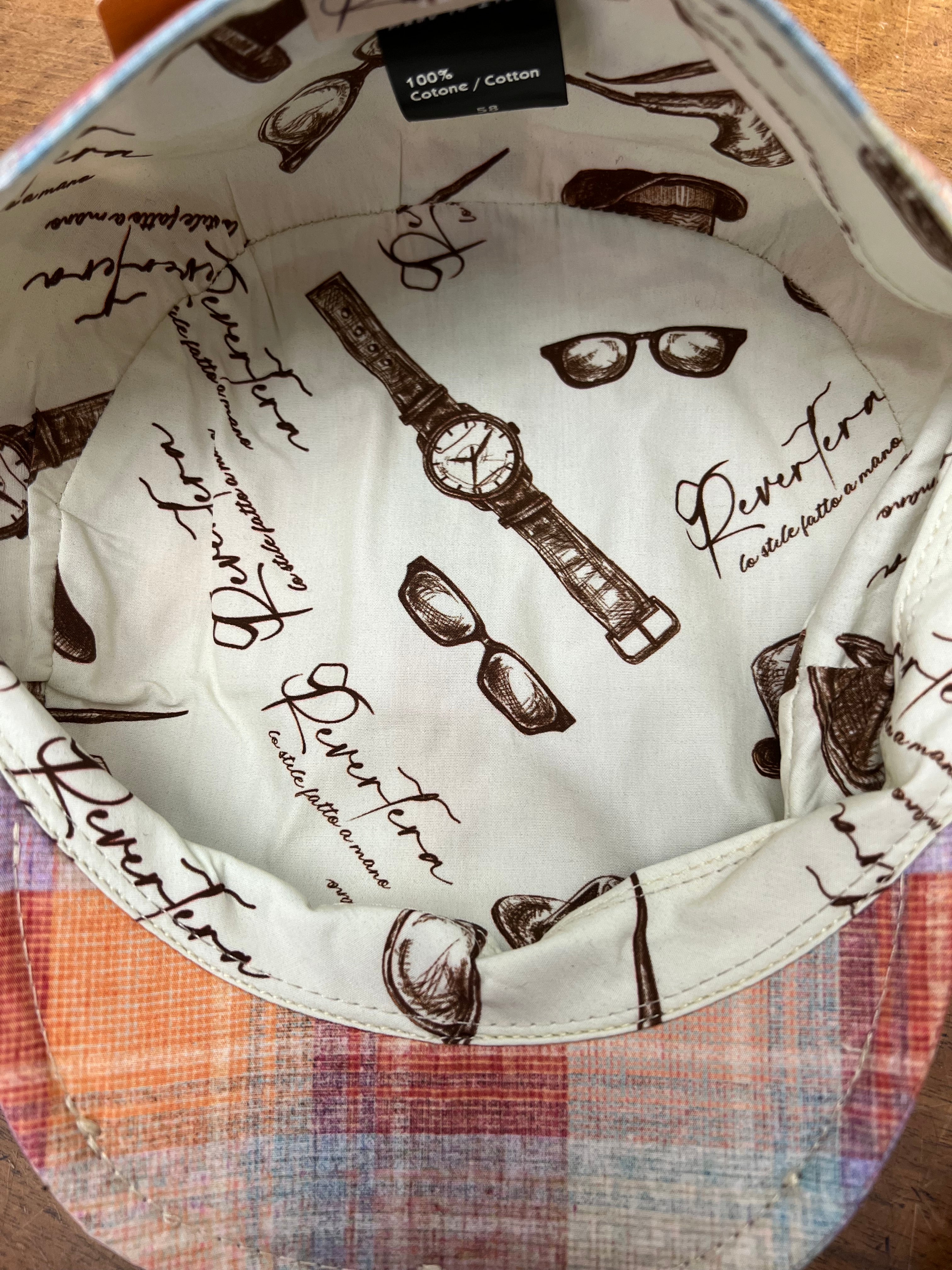 Lightweight Summer Cap in Multicolored Cotton Check