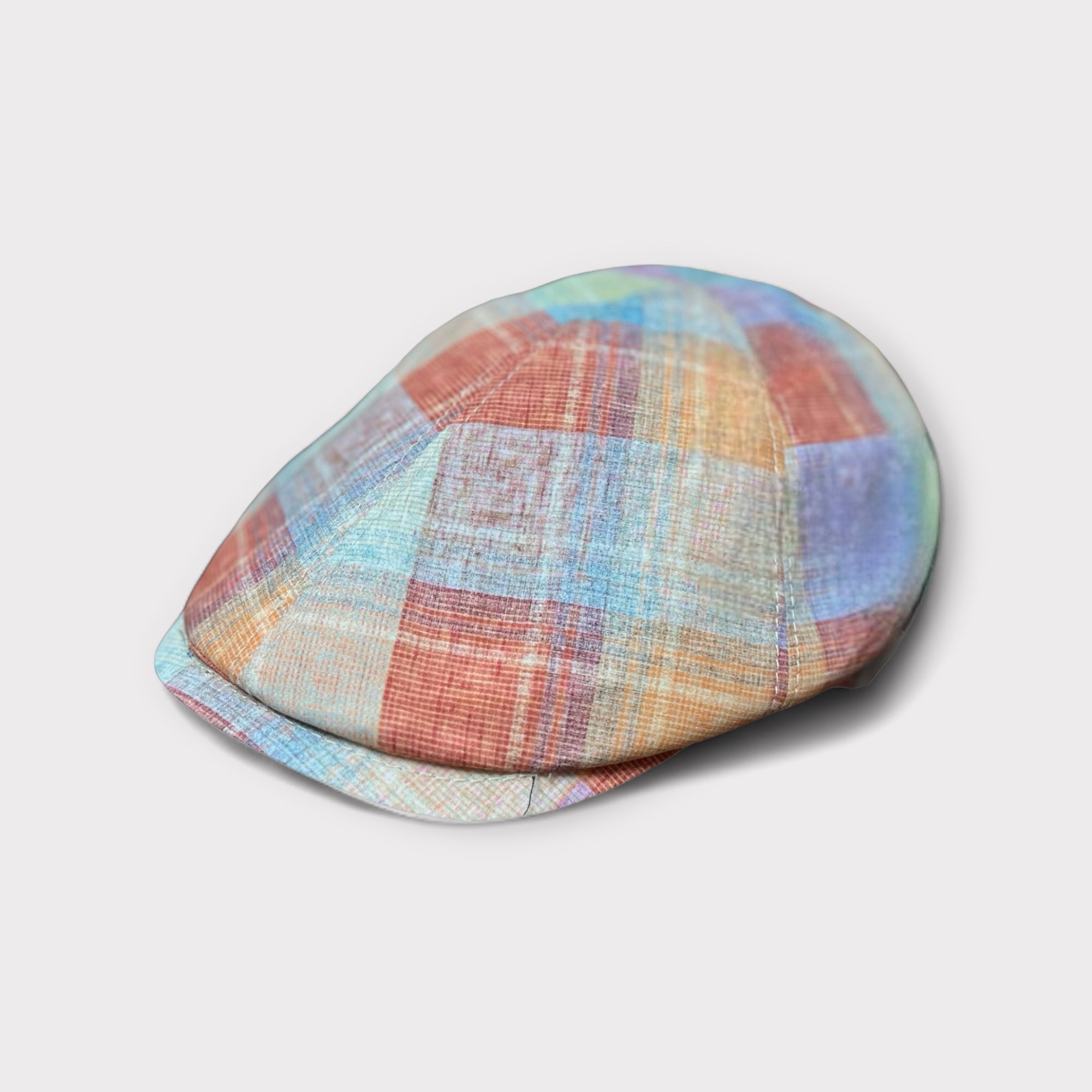 Lightweight Summer Cap in Multicolored Cotton Check