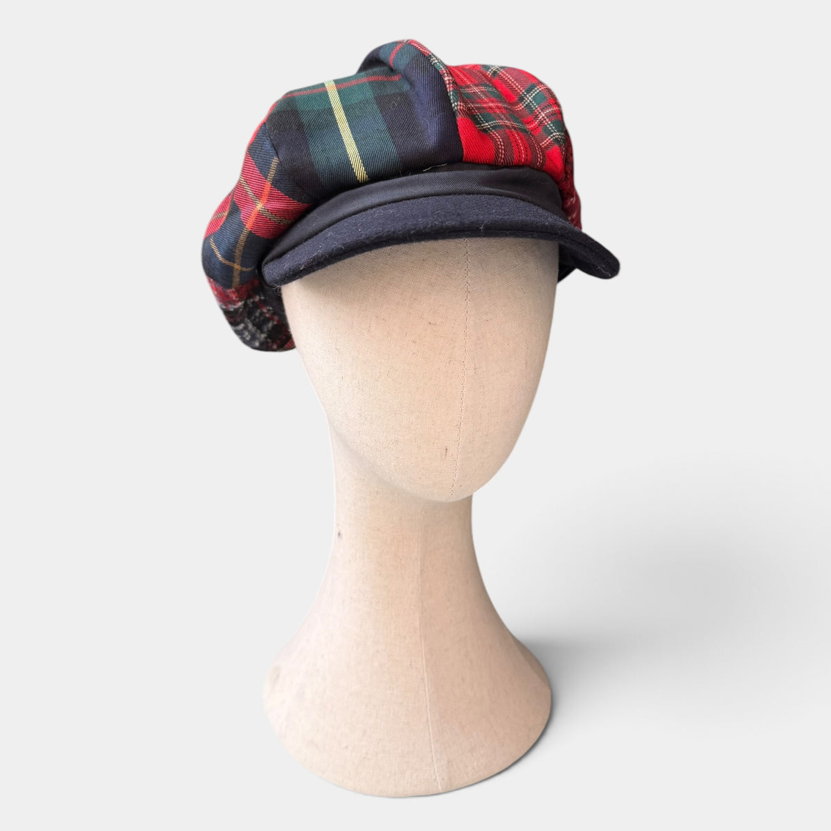 Berrettone Unisex Invernale Monello Patchwork  8 spicchi - Scozzese