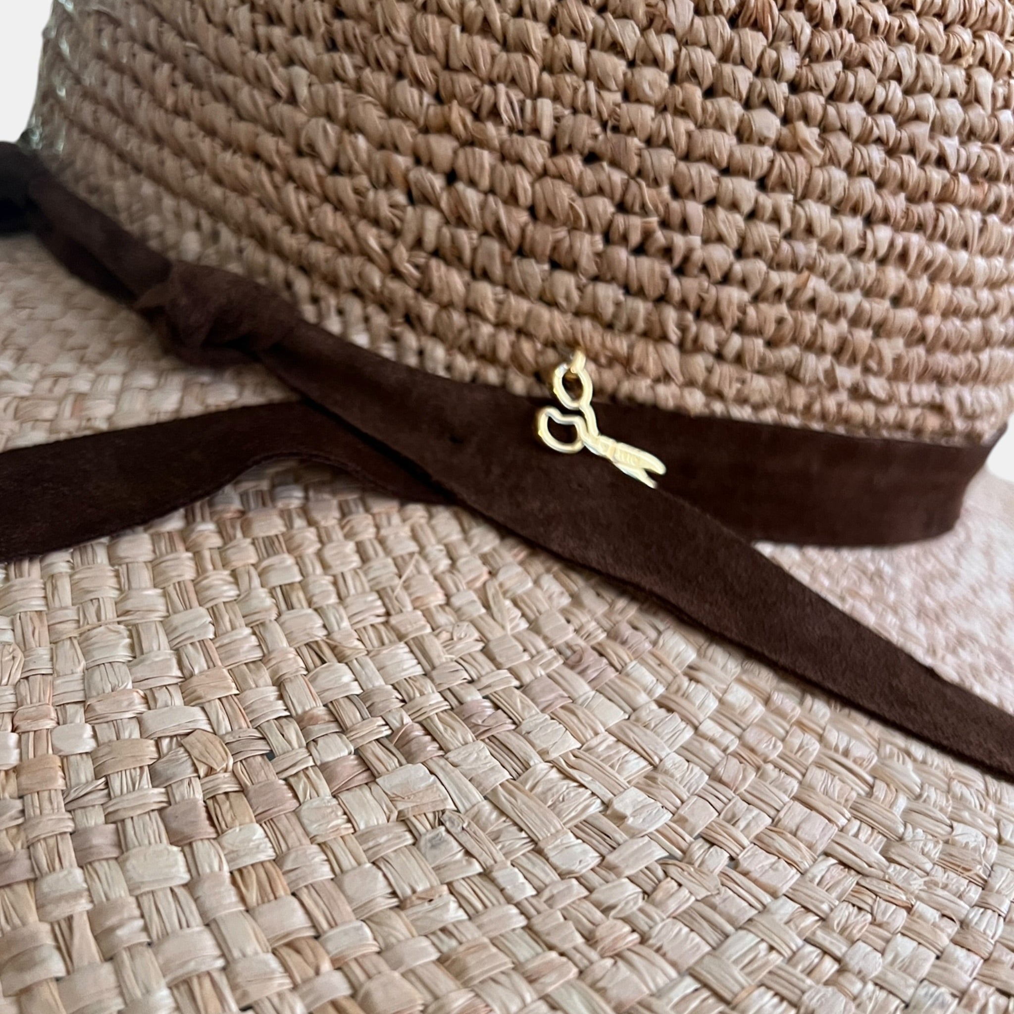 Cappello Donna in Paglia Ala Larga Pieghevole Con Nastro In Suede - Cappelleria Bacca