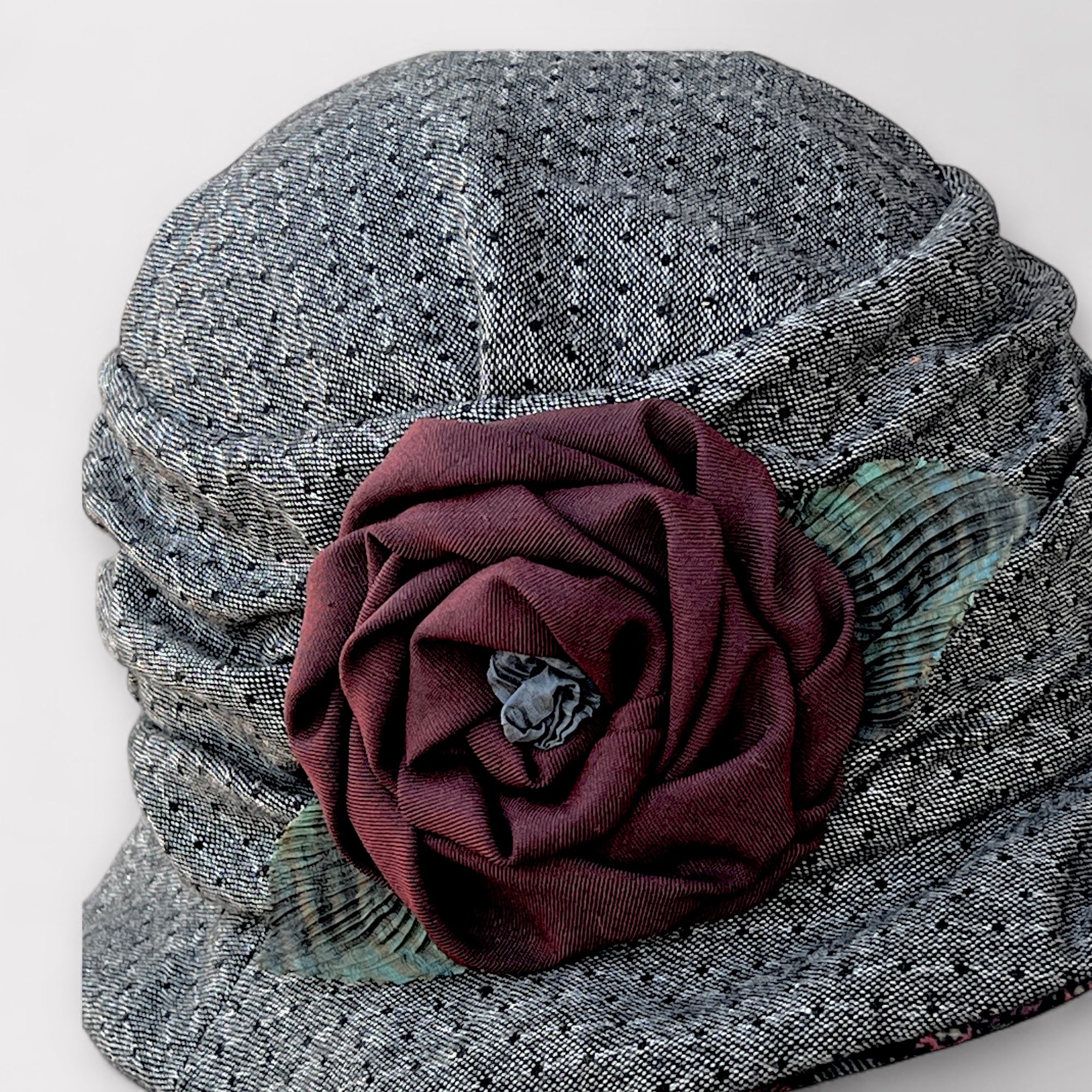 Cappello Donna Invernale In Tessuto di Lana Con Fiore Grevi