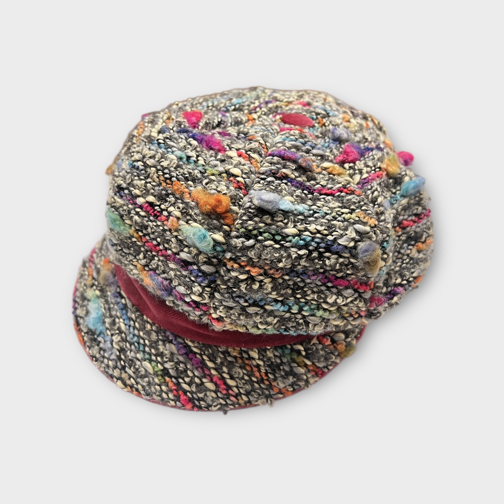 Berretto Donna In Lana Con Visiera In Tessuto Bouclé multicolor