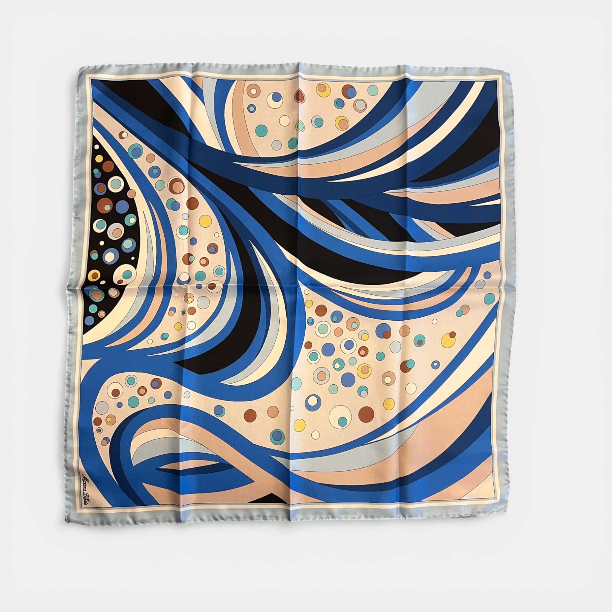 Foulard in Twill di Pura Seta Motivo Fantasia Astratta 70x70 cm