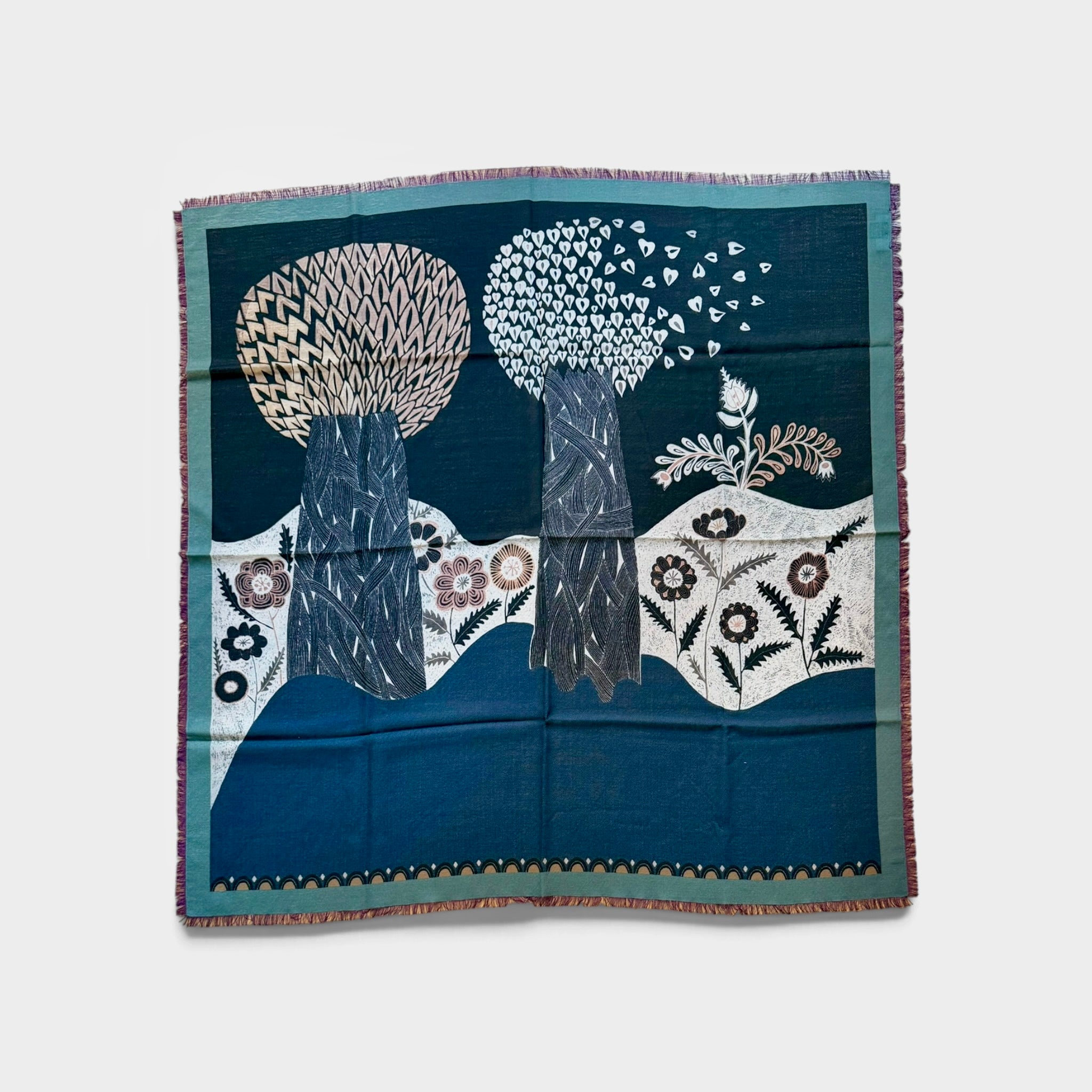 Foulard Quadrato Invernale In Tessuto Sottile Di Pura Lana 100x100 cm
