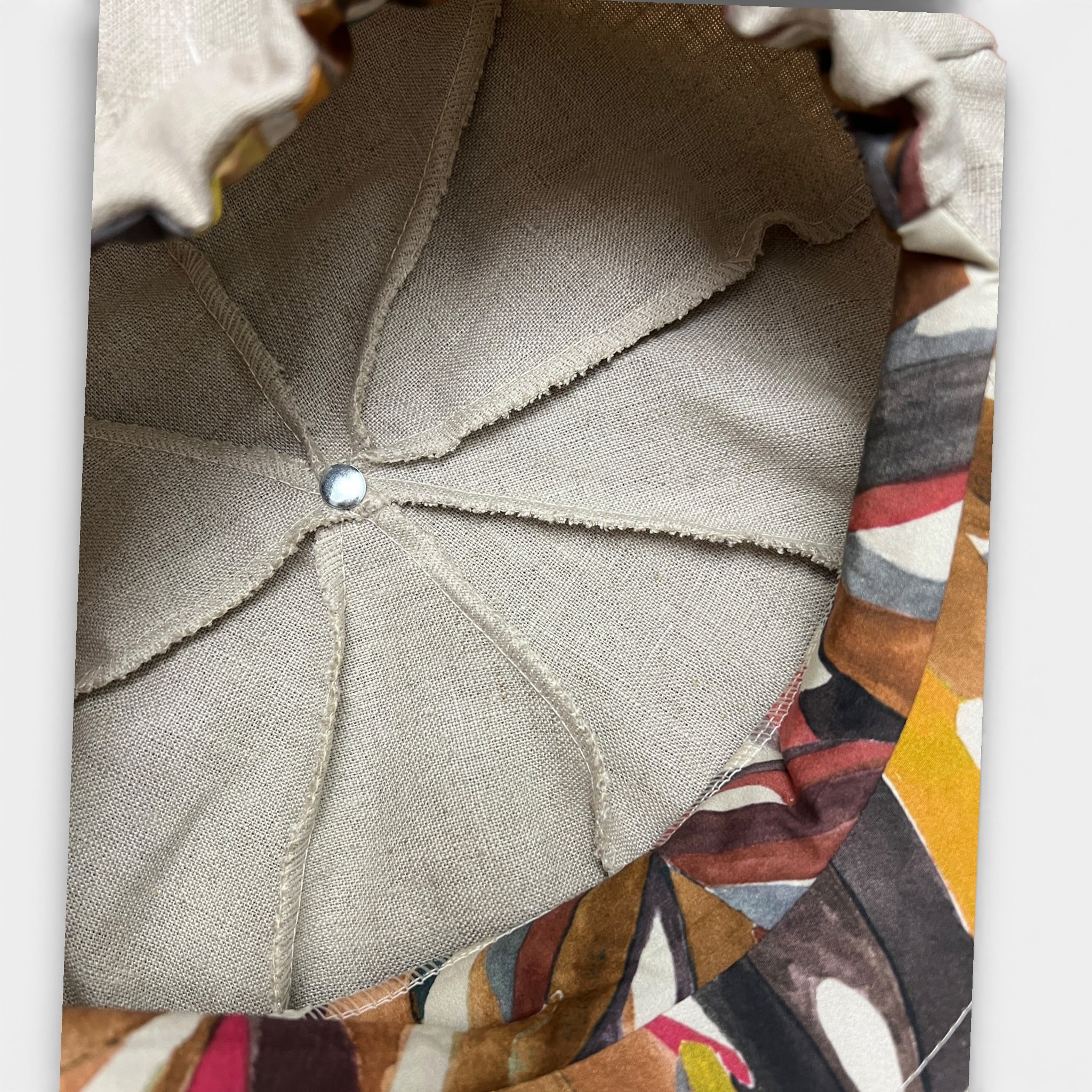 Berrettone 8 Spicchi Monello Con Visiera Puro Lino Ecru'