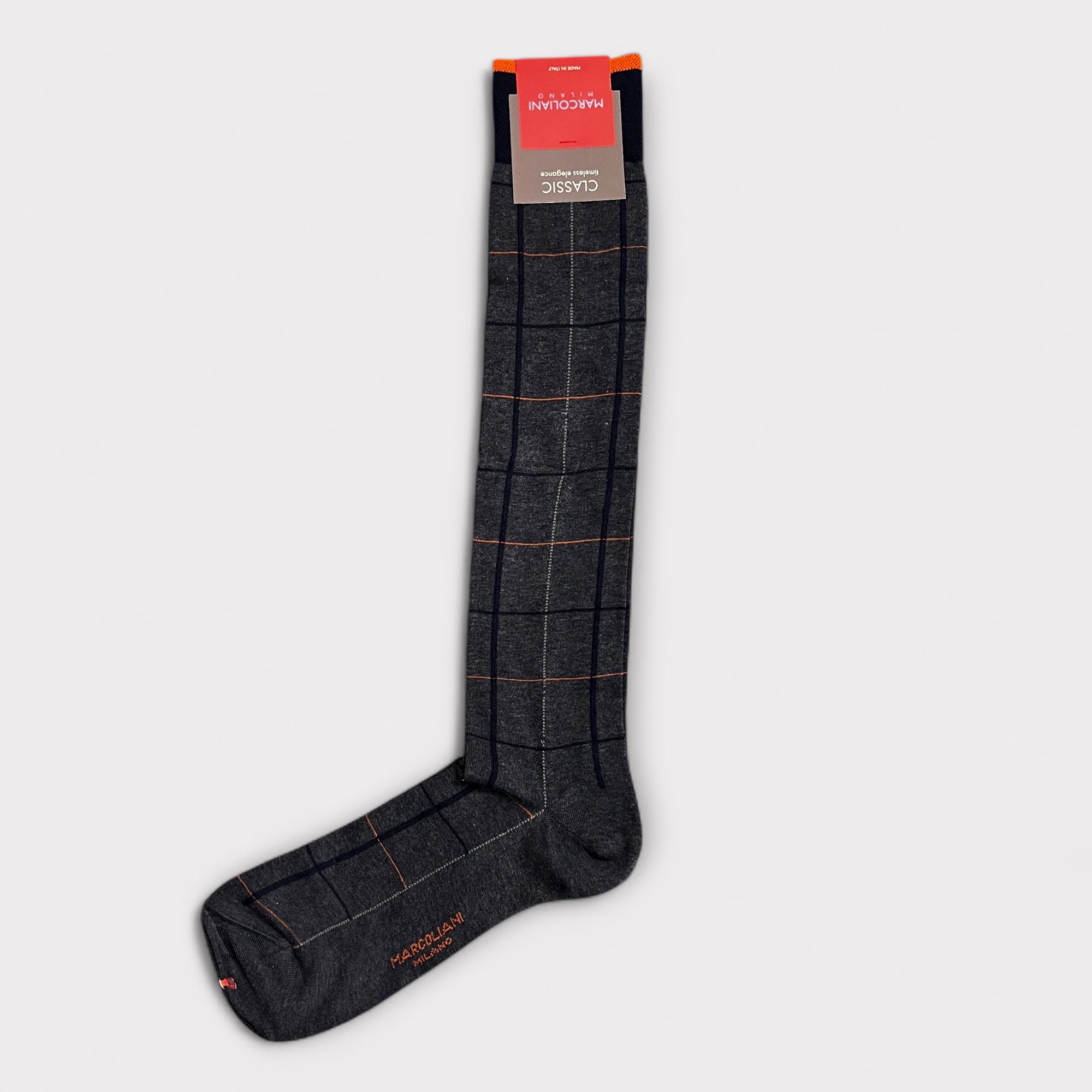 Calzini Uomo Lungo In Cotone Grigio Scozzese