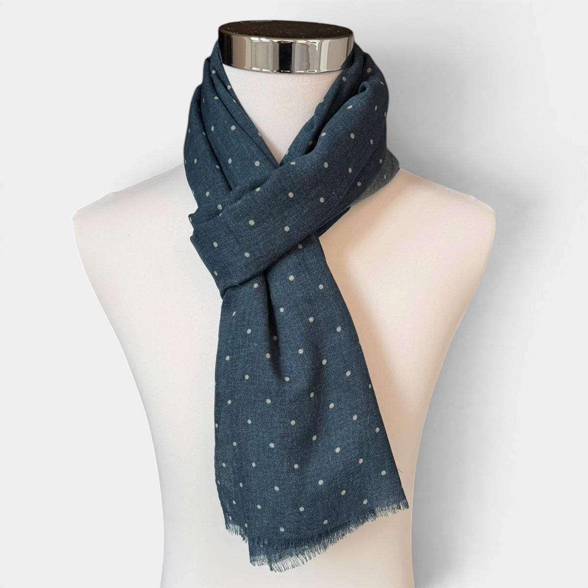 Sciarpa Da Uomo In Tessuto Sottile Di Lana e Cashmere 70x180 cm - Motivo Puntino