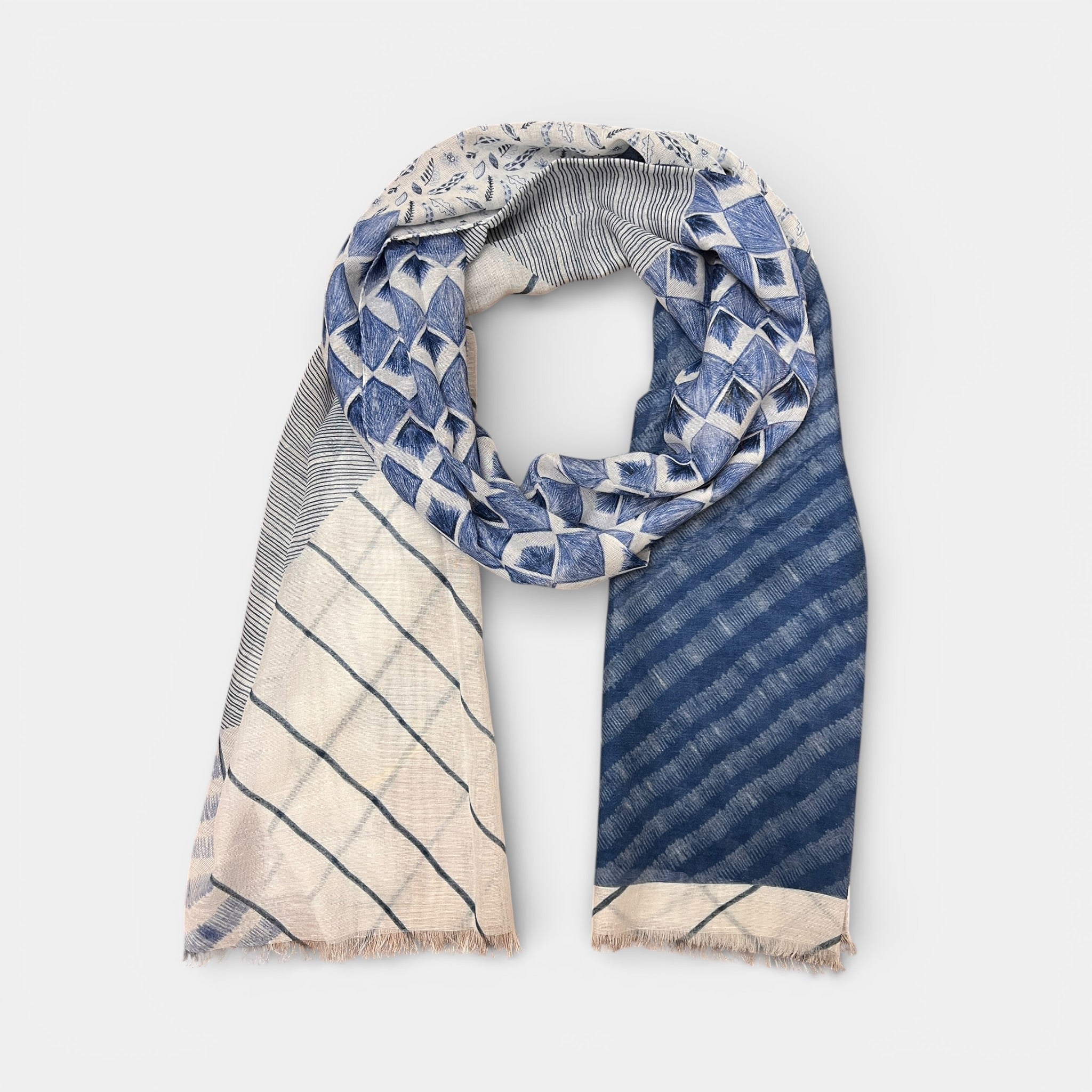 Sciarpa Estiva Unisex 60x180 cm In Cotone E Lino