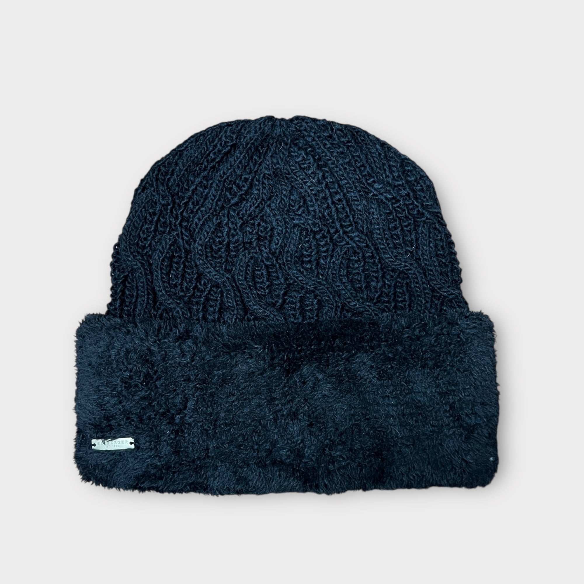 Berretto Donna Con Risvolto E Fodera In Eco Pelliccia