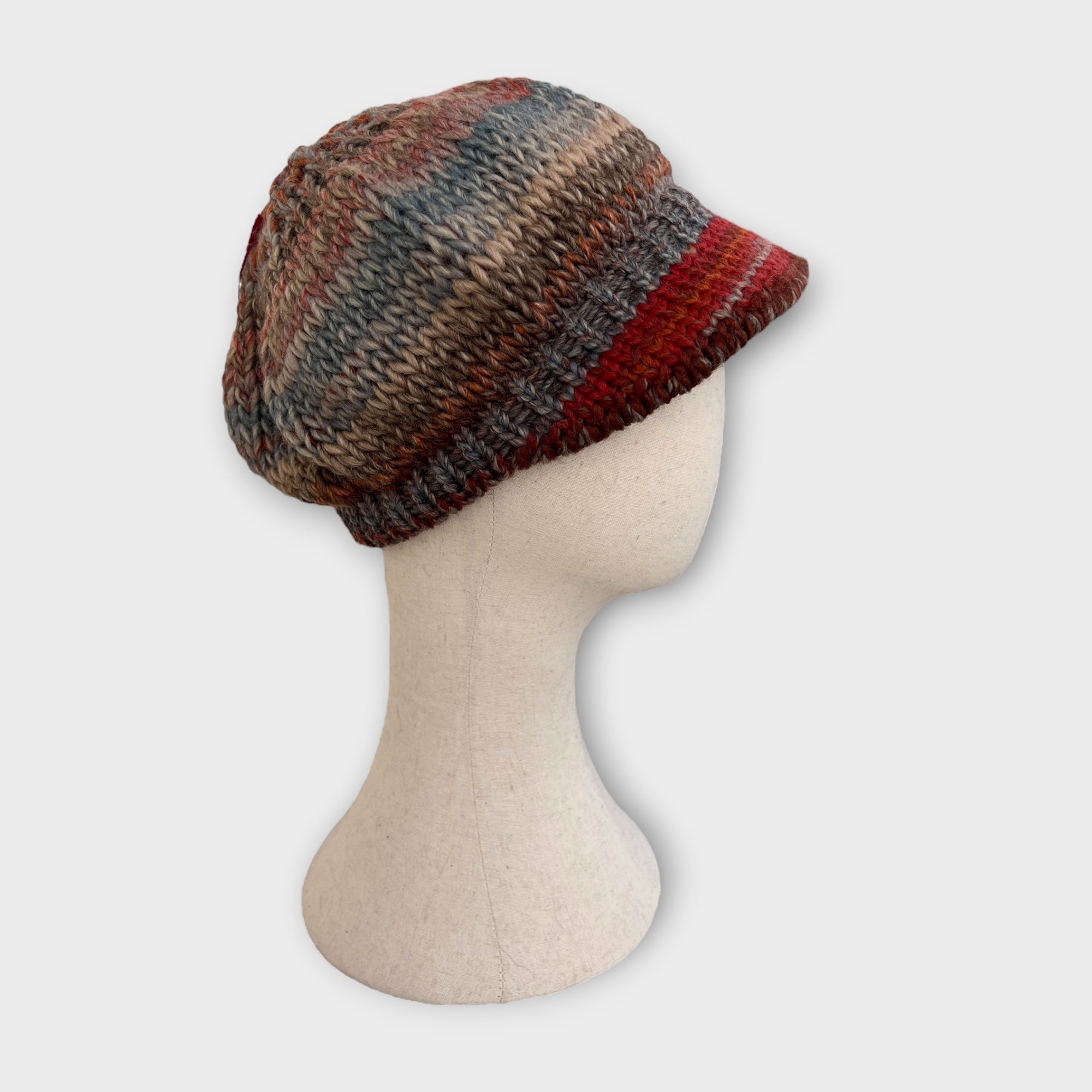 Berretto Donna Con Visiera In Maglia Di Lana Fantasia
