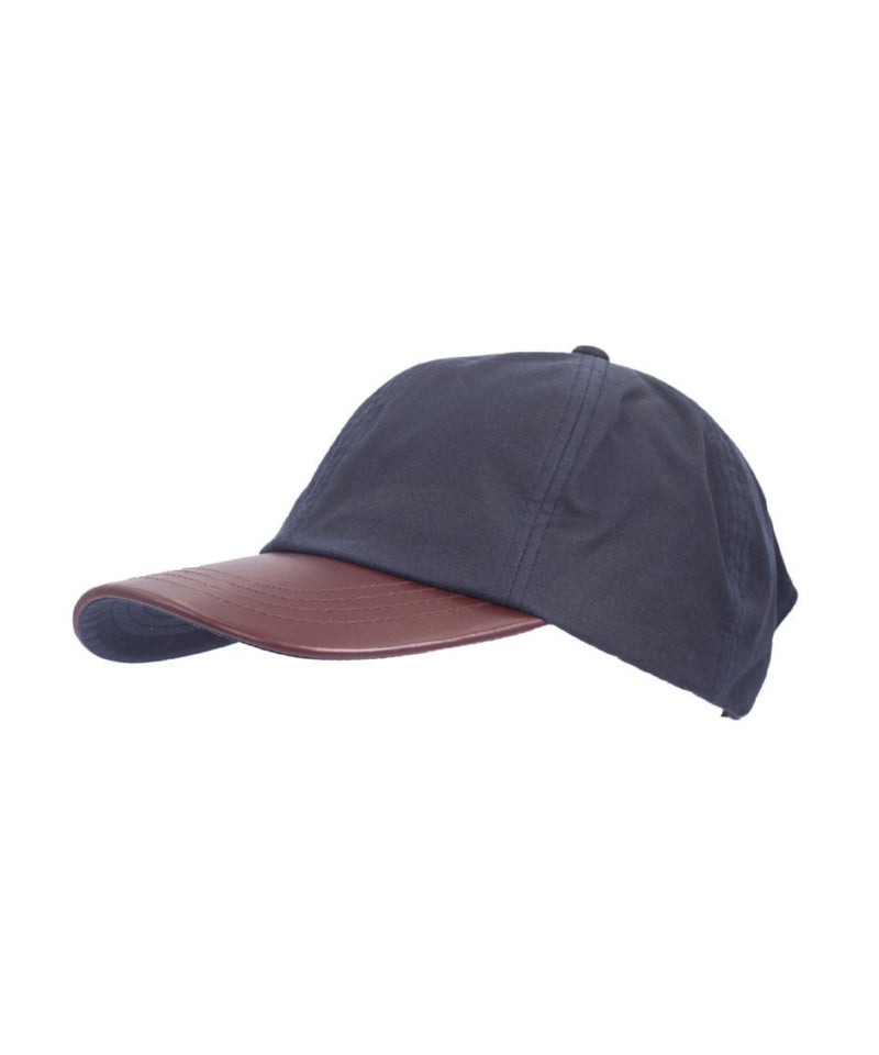 Baseball in Cotone Impermeabile con Visiera in Pelle Oxford Blue