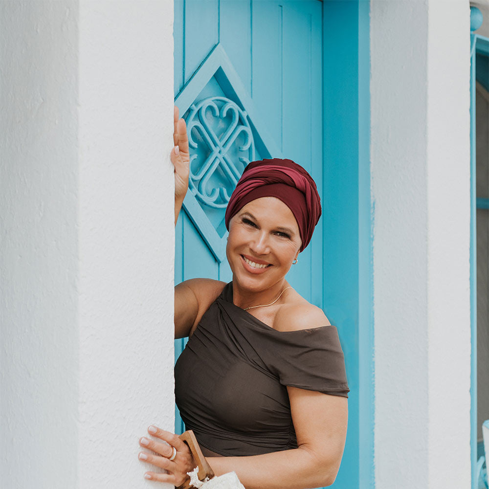 Berretto Turbante Donna In Morbido Bamboo Bicolor- per Pelli Sensibili
