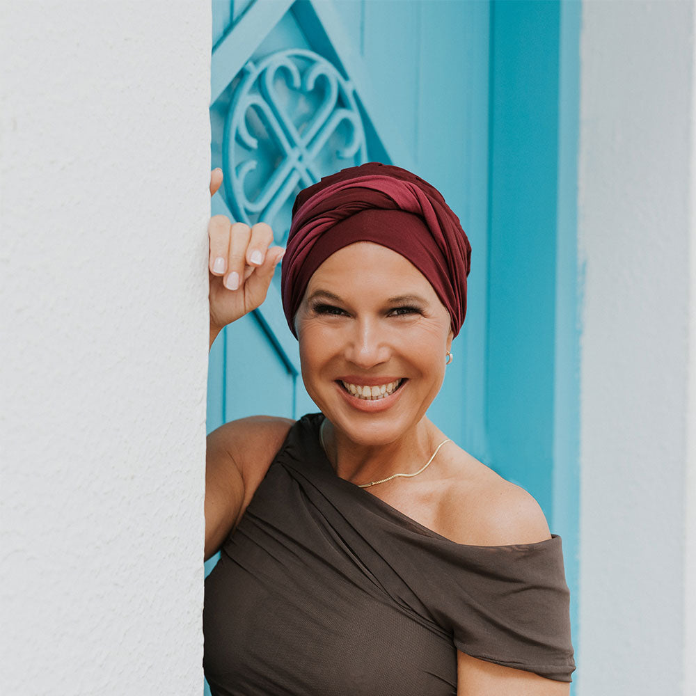 Berretto Turbante Donna In Morbido Bamboo Bicolor- per Pelli Sensibili