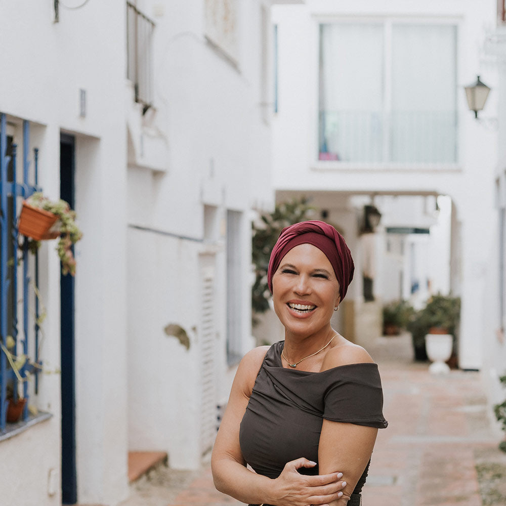 Berretto Turbante Donna In Morbido Bamboo Bicolor- per Pelli Sensibili
