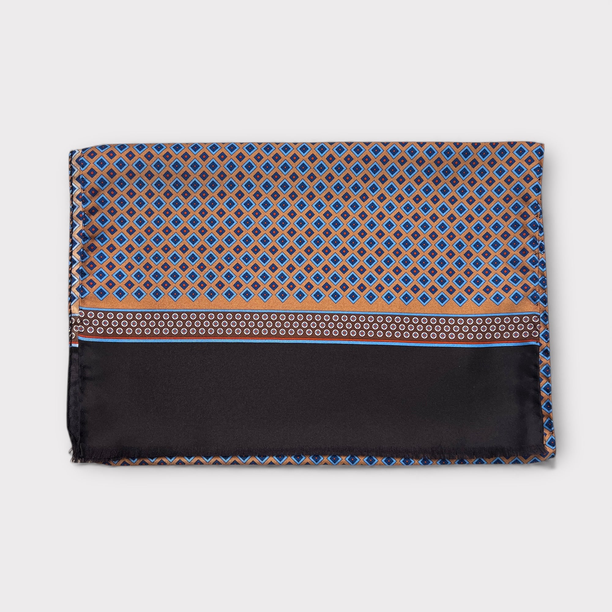 Sciarpa Uomo In Twill Di Pura Seta 33x180 Fantasia Rombi