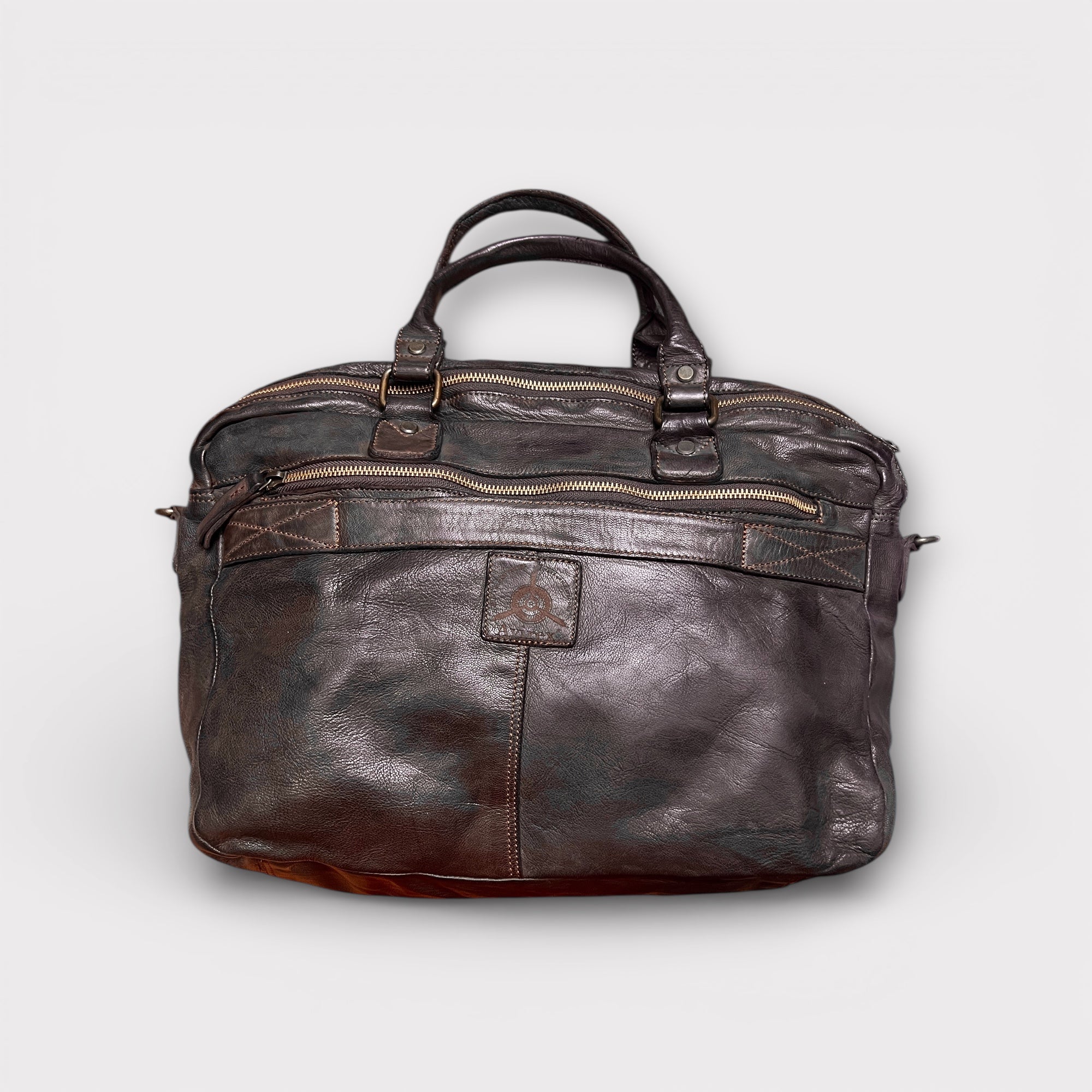 Borsa Porta Documenti In Pelle Lavata Effetto Vintage Avirex - Cappelleria Bacca