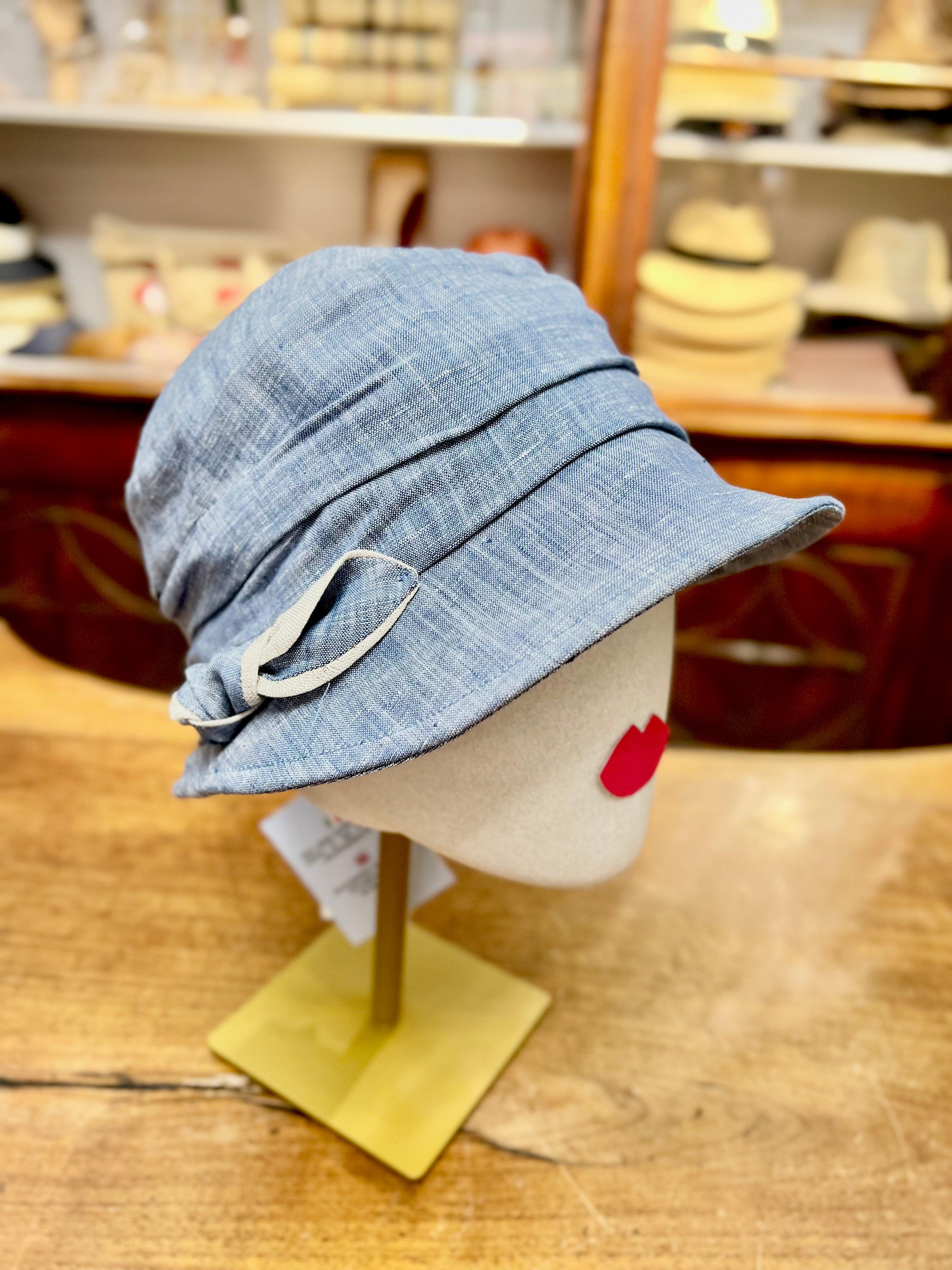 Cappello Cloche Da Donna In Lino Color Jeans