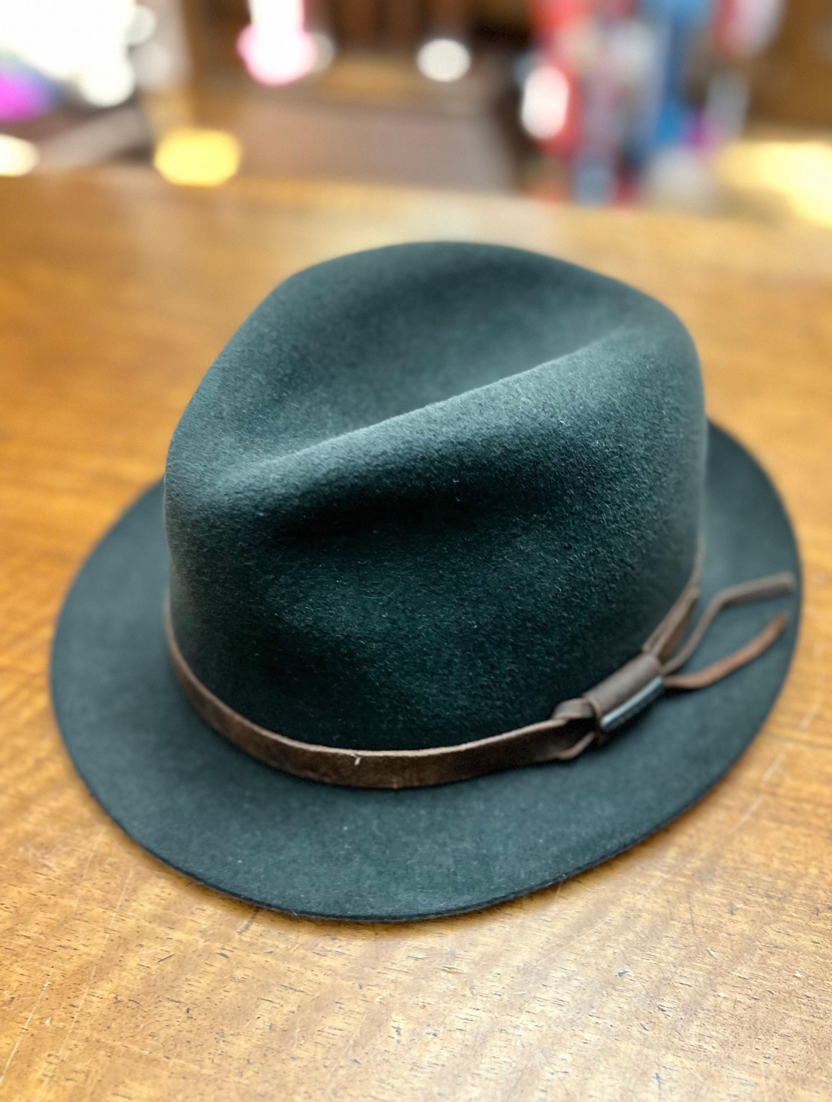 Cappello Stetson Verde Scuro in Feltro di Lepre  e Cinta in Pelle - Cappelleria Bacca