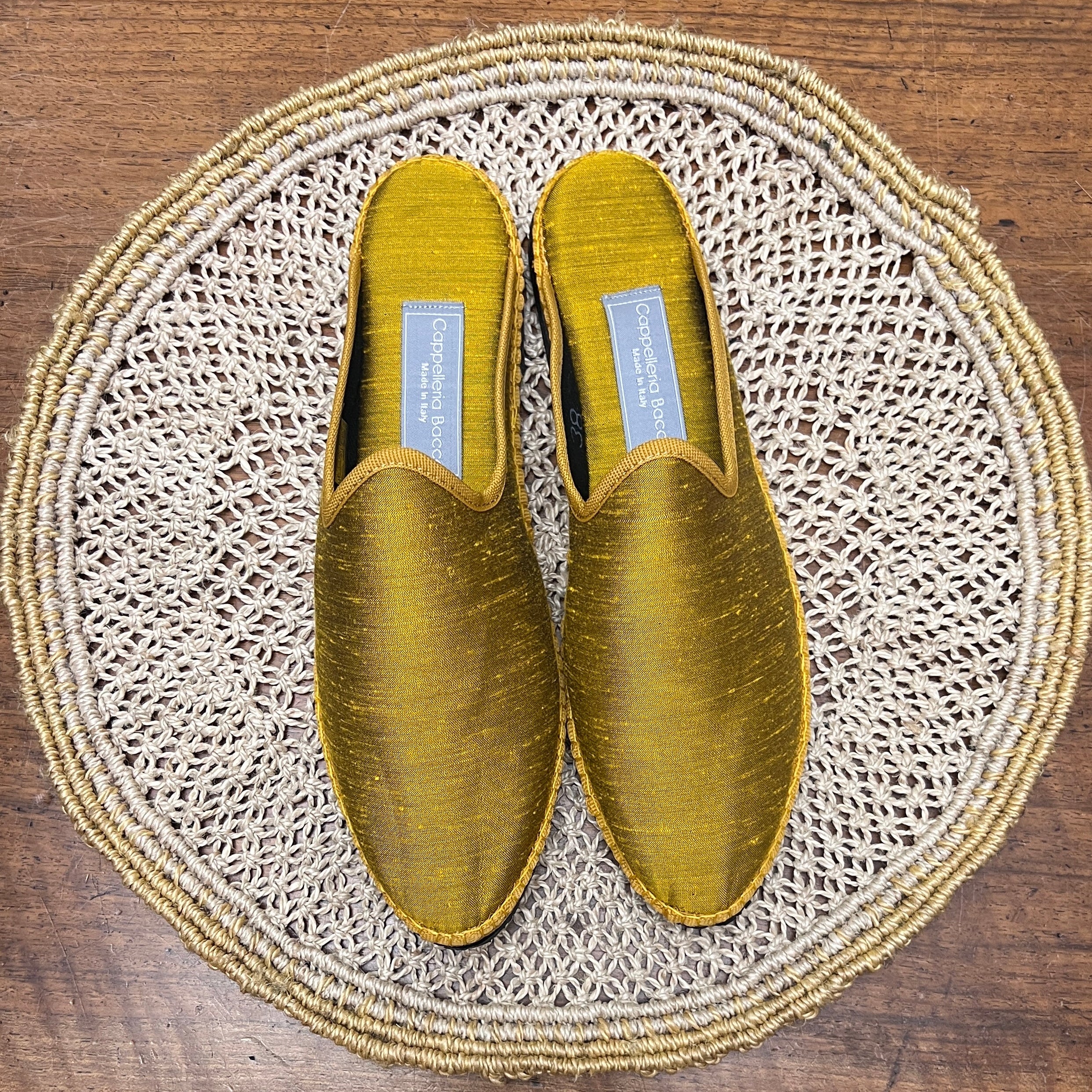 Friulane Originali Sabot In Seta Shantung Ocra