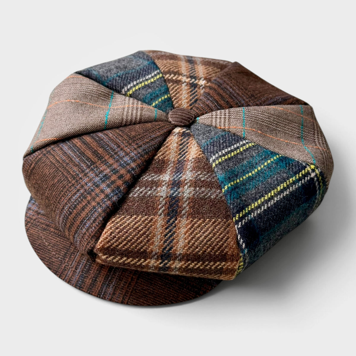 Berrettone Unisex Invernale Monello Patchwork  8 spicchi - Scozzese