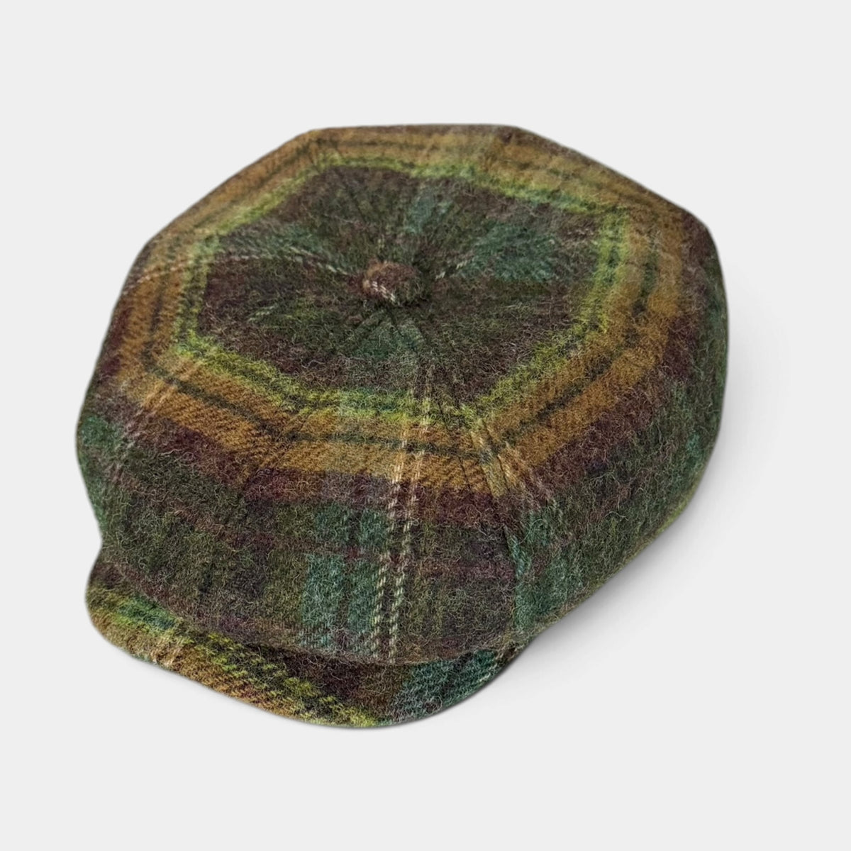 Coppola Irlandese Stetson Invernale Modello Hatteras In Lana Vergine- Scozzese Verde-Marrone