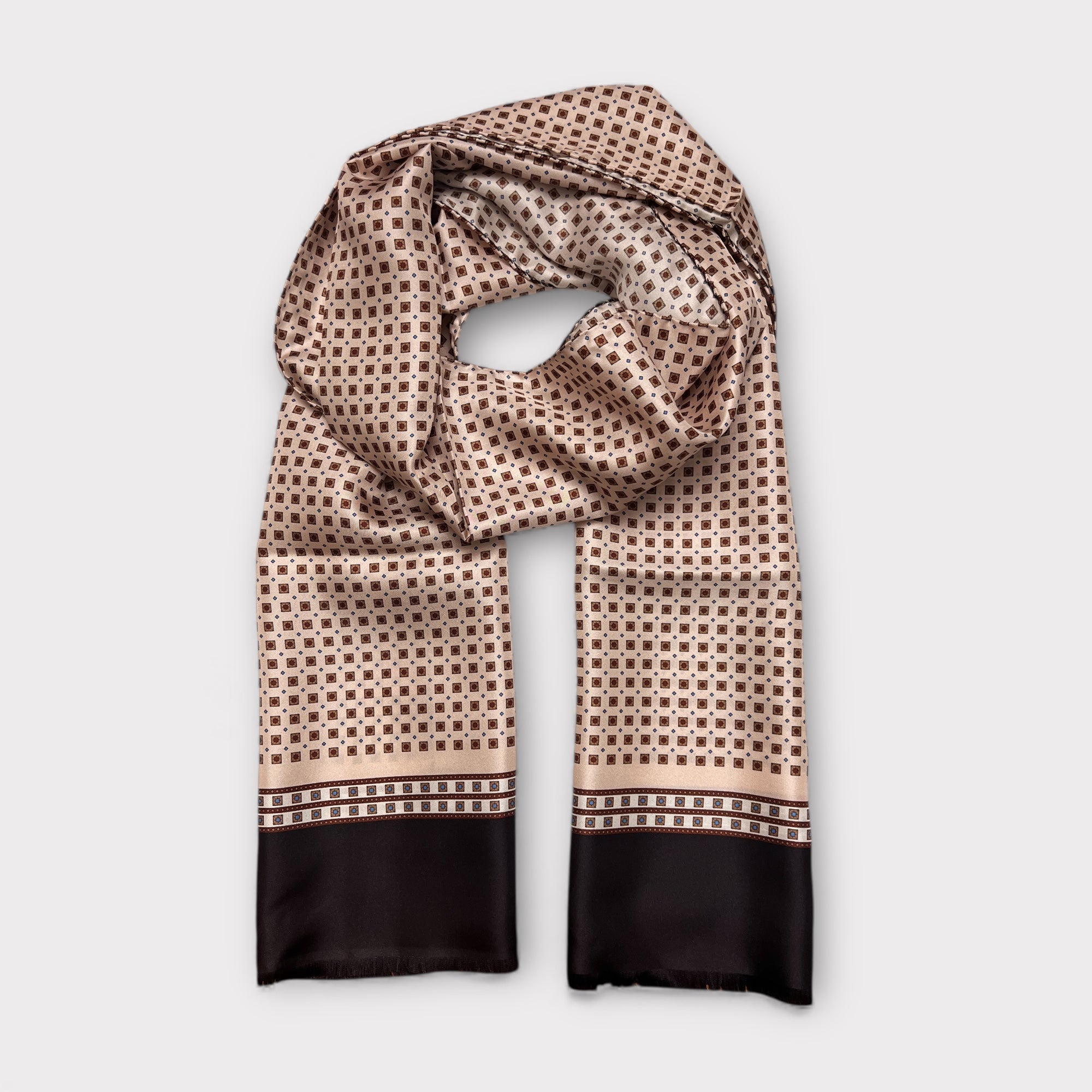 Sciarpa Uomo In Twill Di Pura Seta 33x180 Fantasia Cravatta