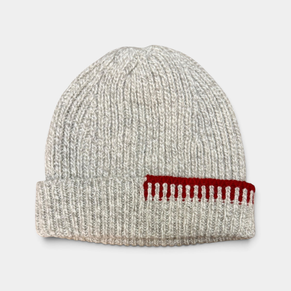 Berretto Con Risvolto In Pura Lana e Cashmere Aran- Motivo Ricamo - Cappelleria Bacca
