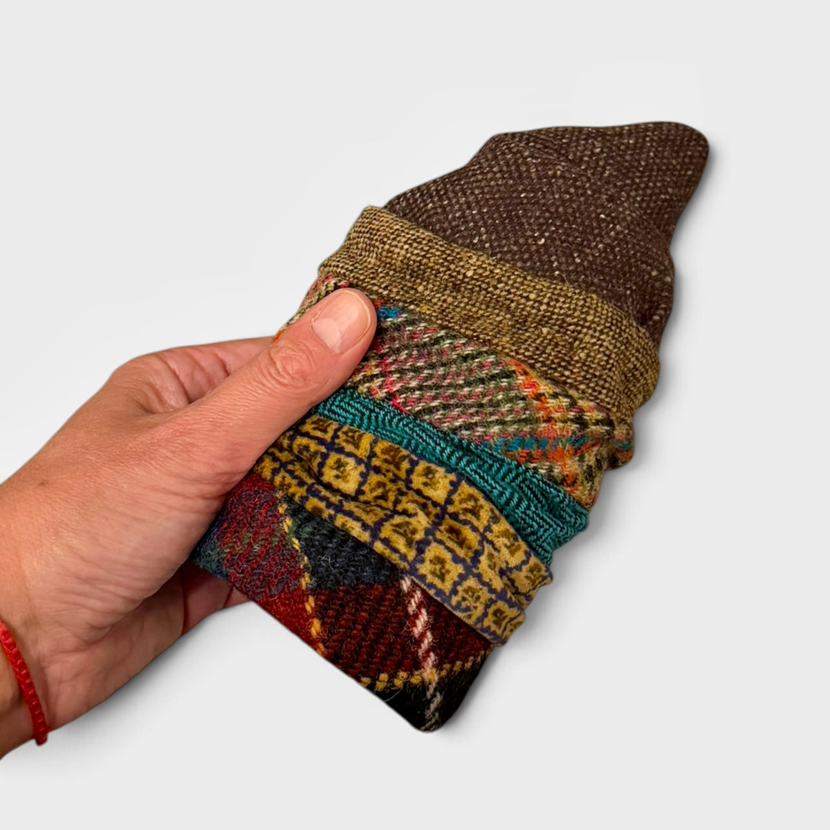 Cappellino Toque Donna Invernale In Lana E Velluto Marrone e Multicolor  - Pieghevole - Grevi