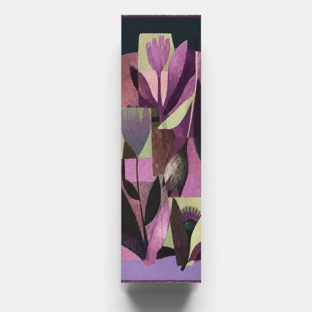 Sciarpa Morbida Invernale In Tessuto Di Pura Lana Motivo Tulipano 55x190 cm