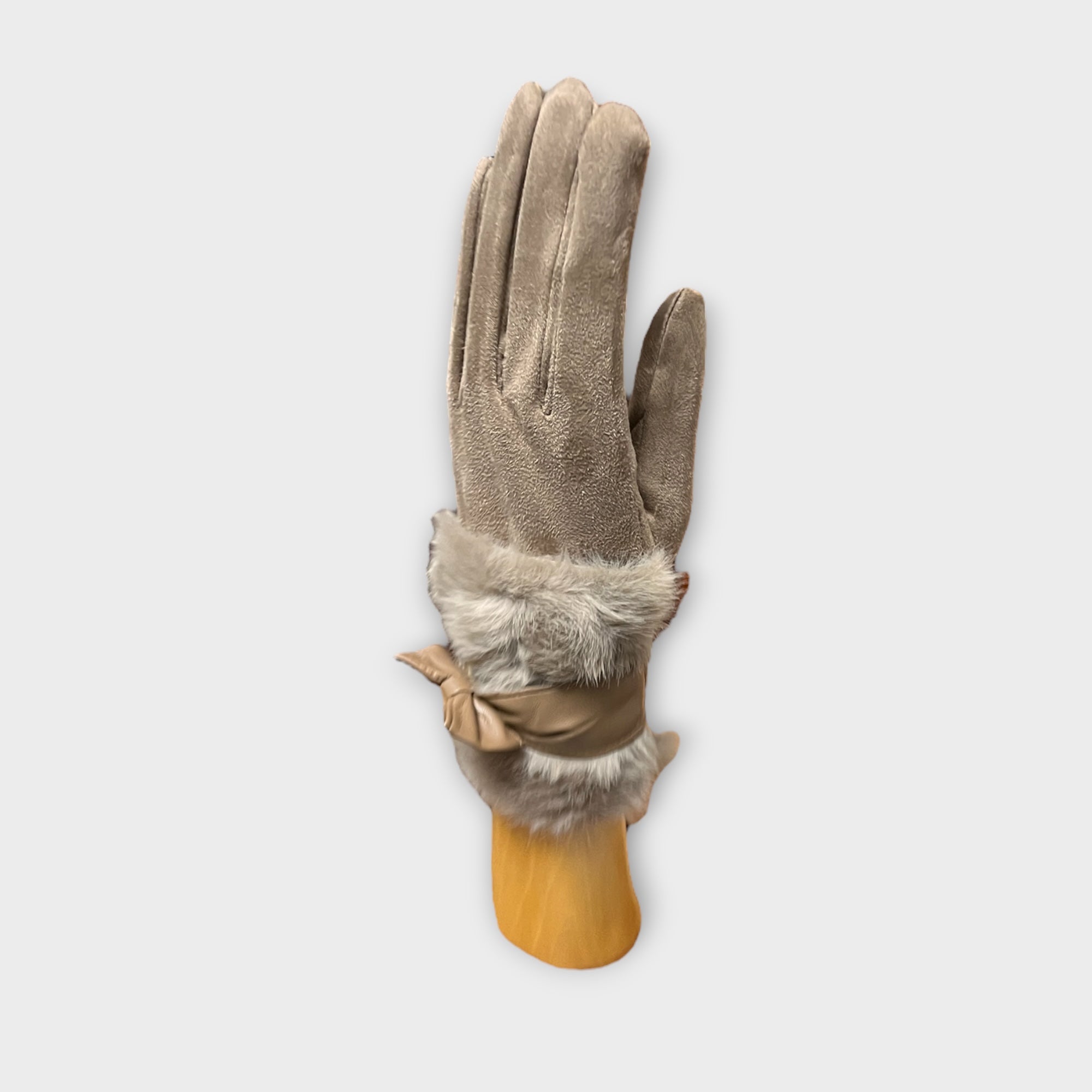 Guanti Donna Touch Screen Con Fiocco e Dettaglio In Pelliccia