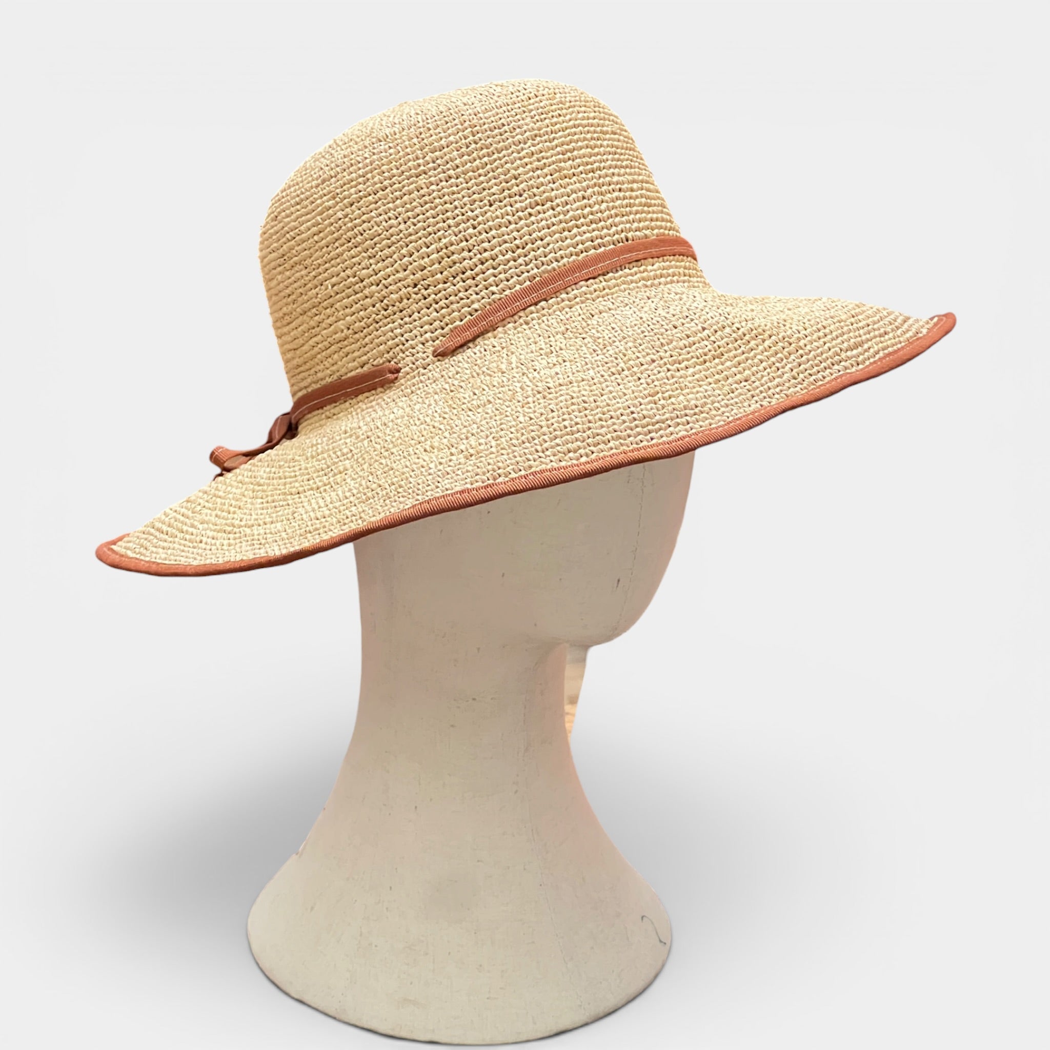 Cappello Estivo Da Donna In Paglia Crochet Pieghevole Bordo Color - Cappelleria Bacca