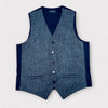 Gilet Uomo In Lana Tweed Inglese Blu Spinato - Cappelleria Bacca