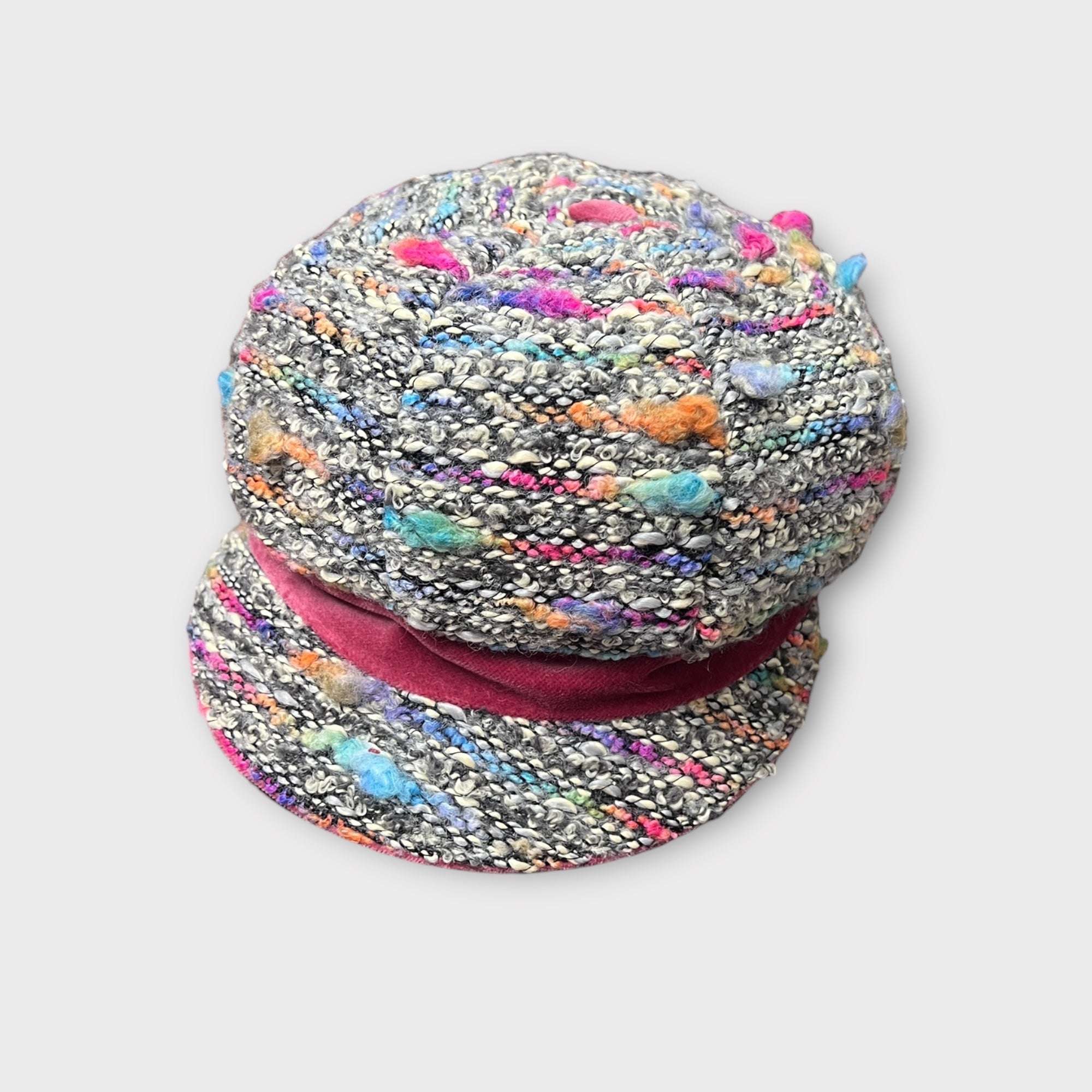 Berretto Donna In Lana Con Visiera In Tessuto Bouclé multicolor