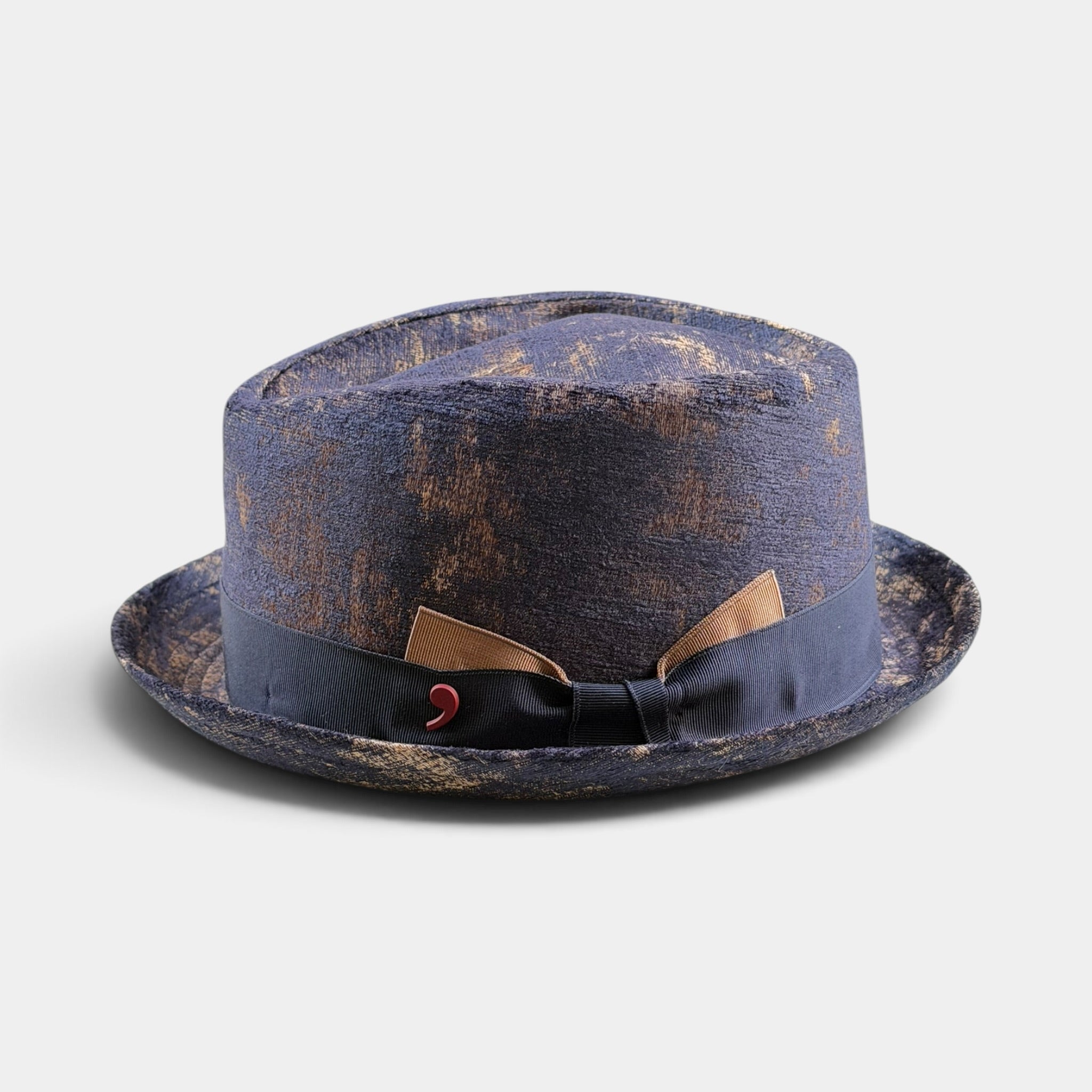 Cappello Pork Pie Diamante Blu e Oro - Alfonso D'Este
