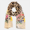 Sciarpa in Pura Seta Georgette Motivo Floreale e animalier 45x160 cm