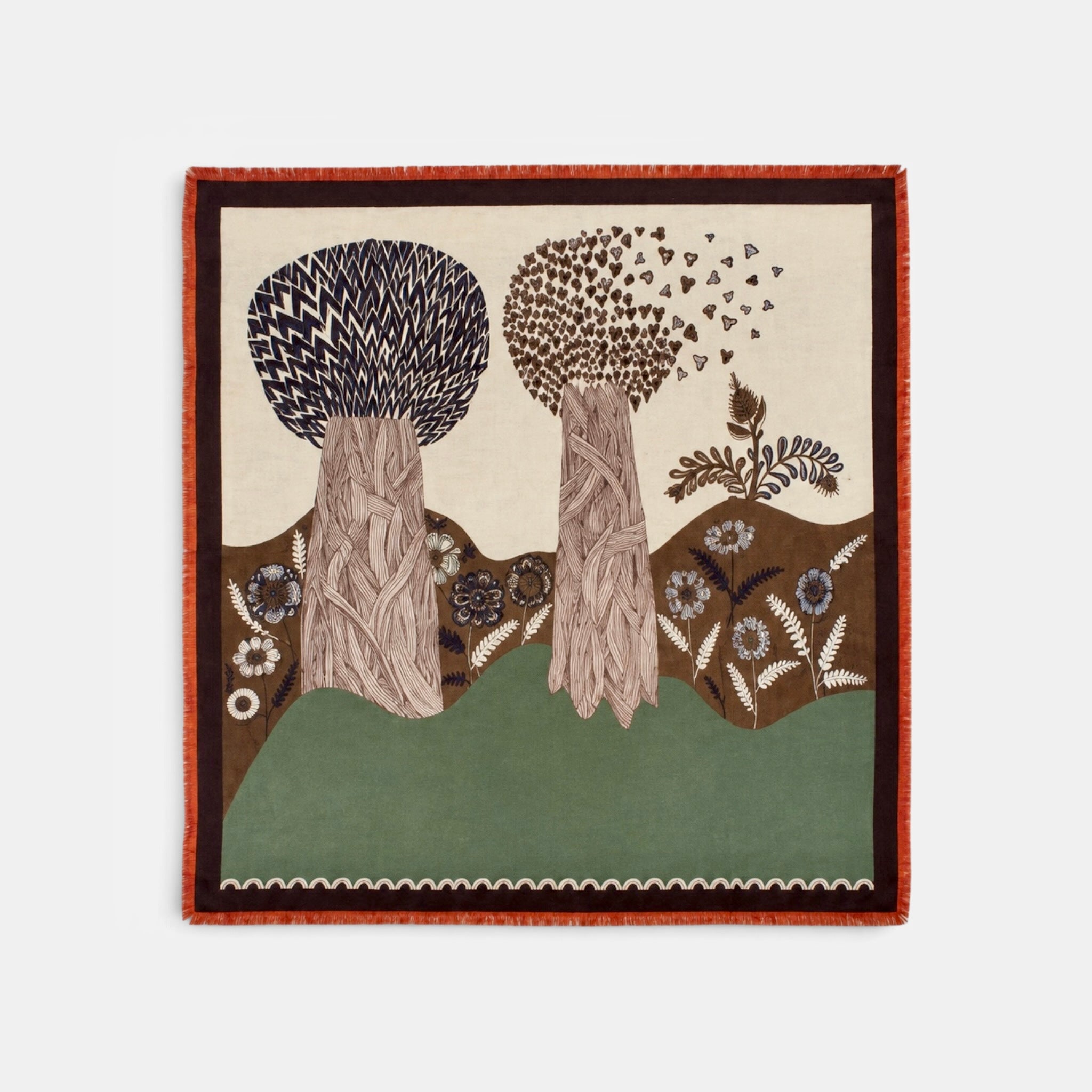 Foulard Quadrato Invernale In Tessuto Sottile Di Pura Lana 100x100 cm