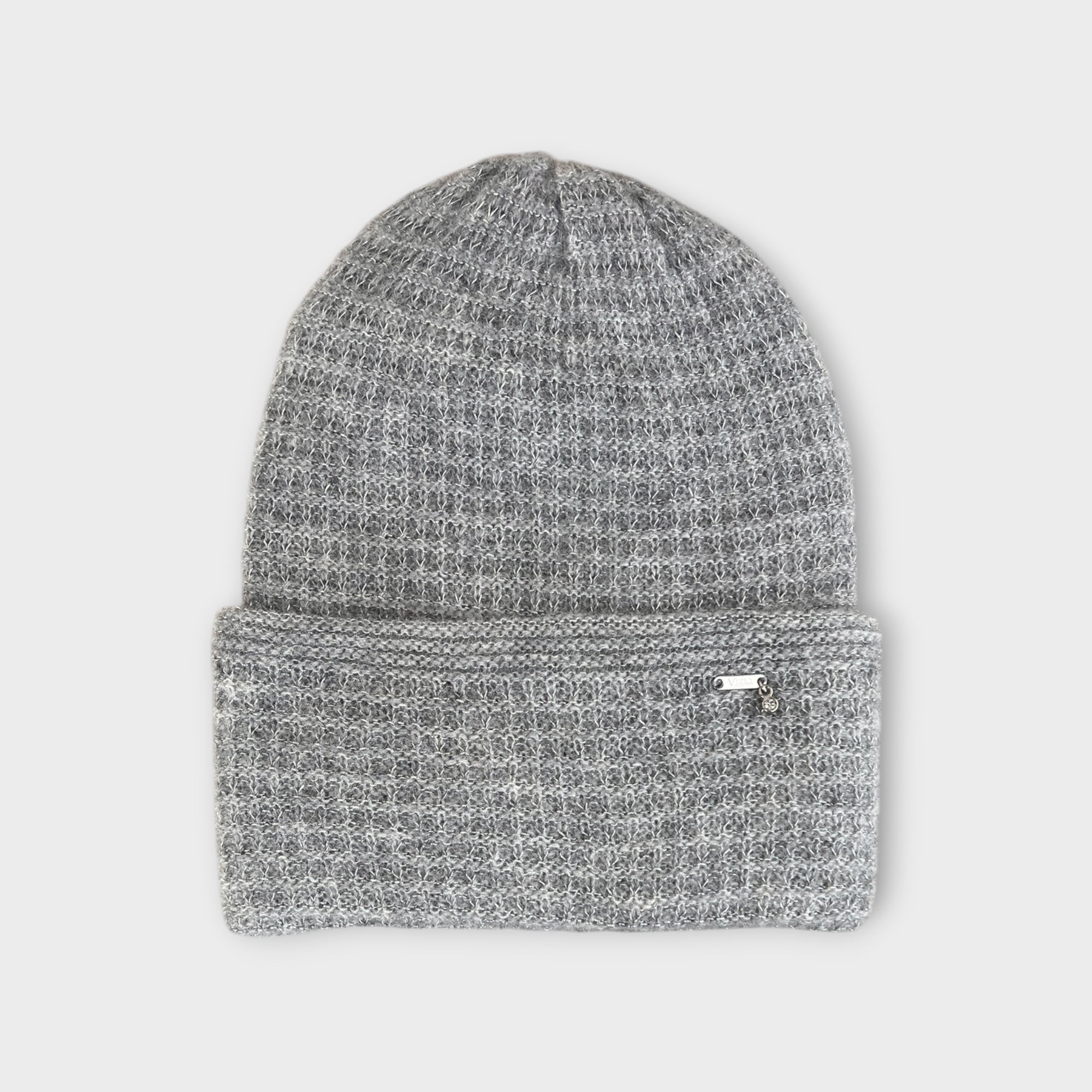 Berretto Beanie Con Risvolto In Maglia Di Lana e Alpaca