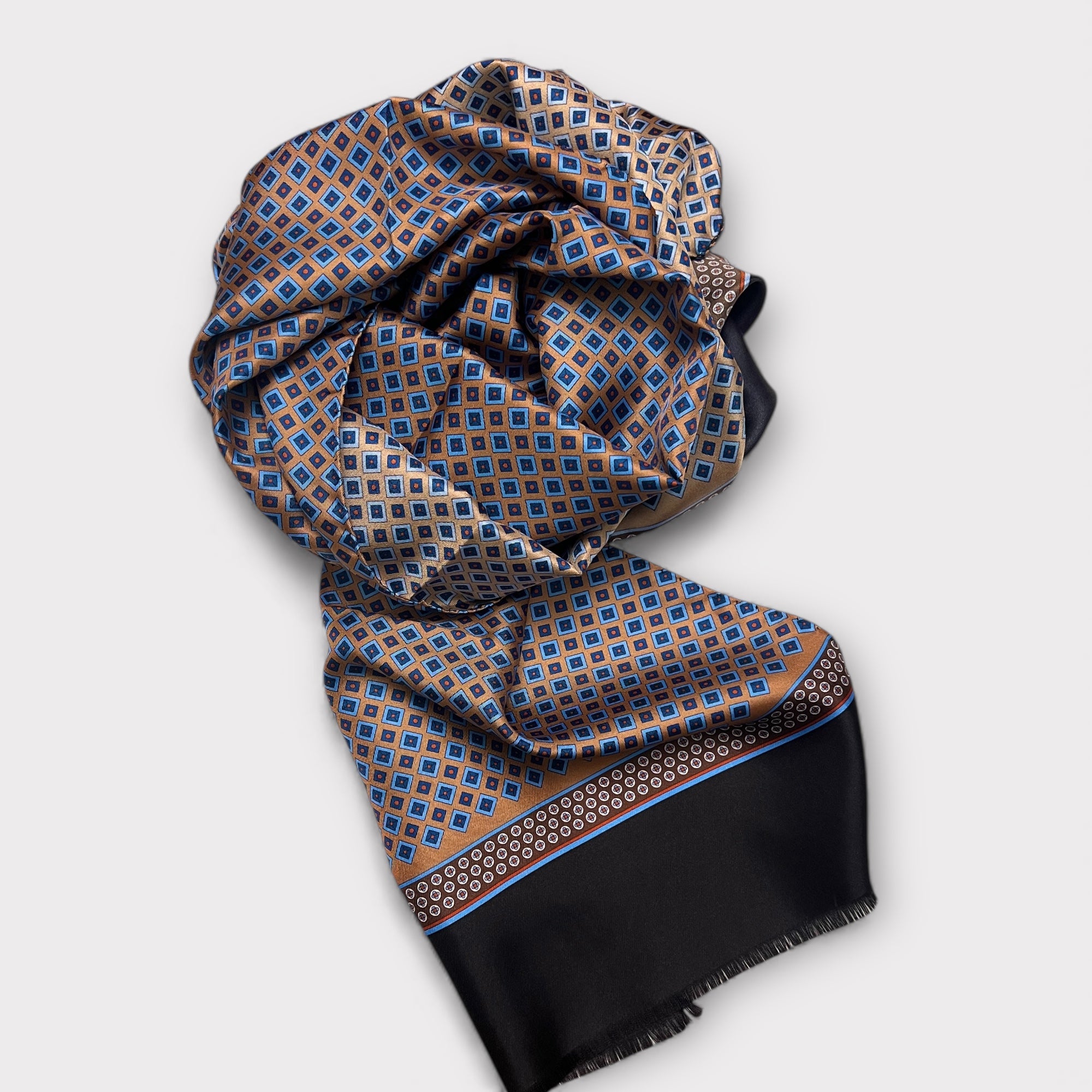 Sciarpa Uomo In Twill Di Pura Seta 33x180 Fantasia Rombi