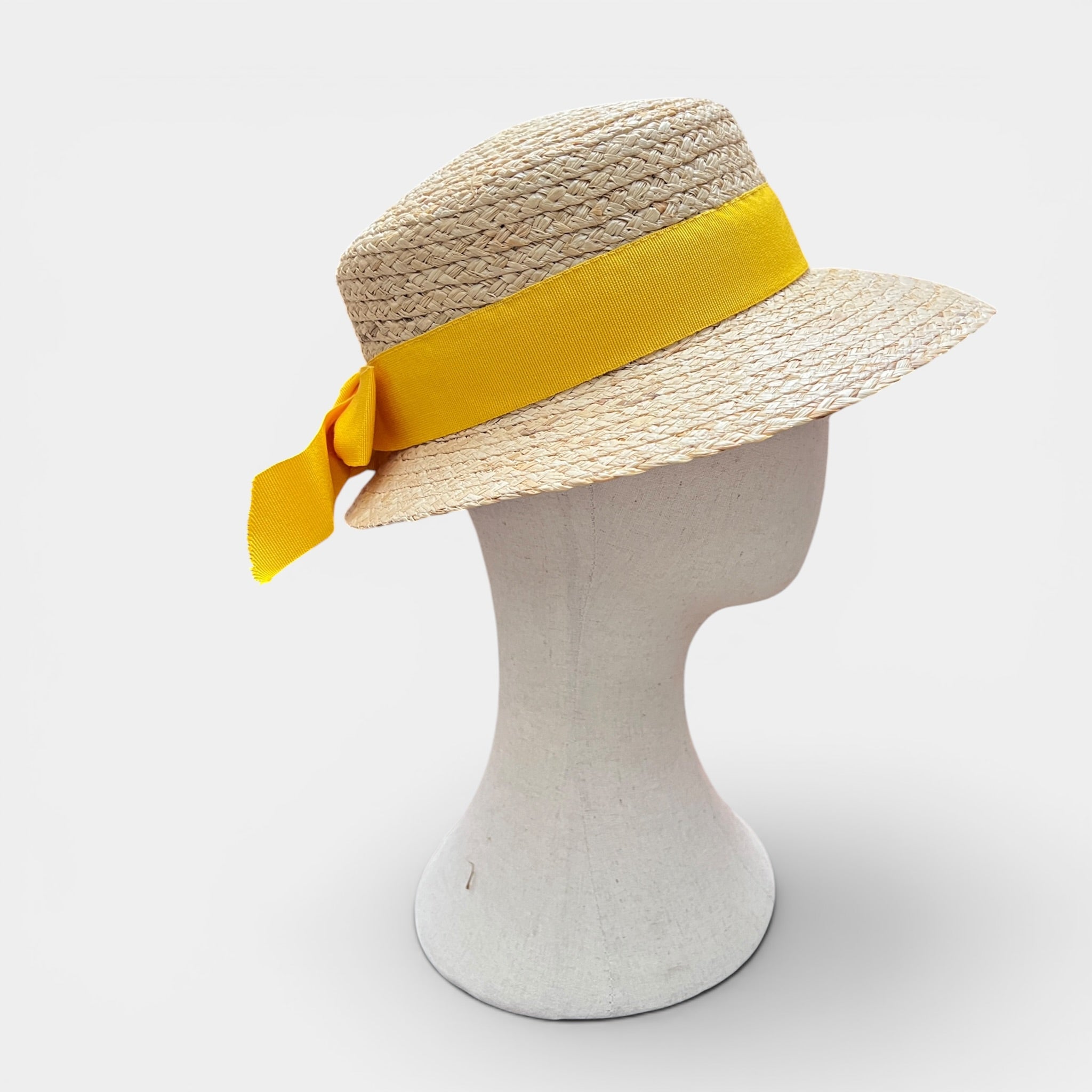 Cappello Estivo Da Donna Con Visiera Ampia In Paglia E Nastro Color - Cappelleria Bacca