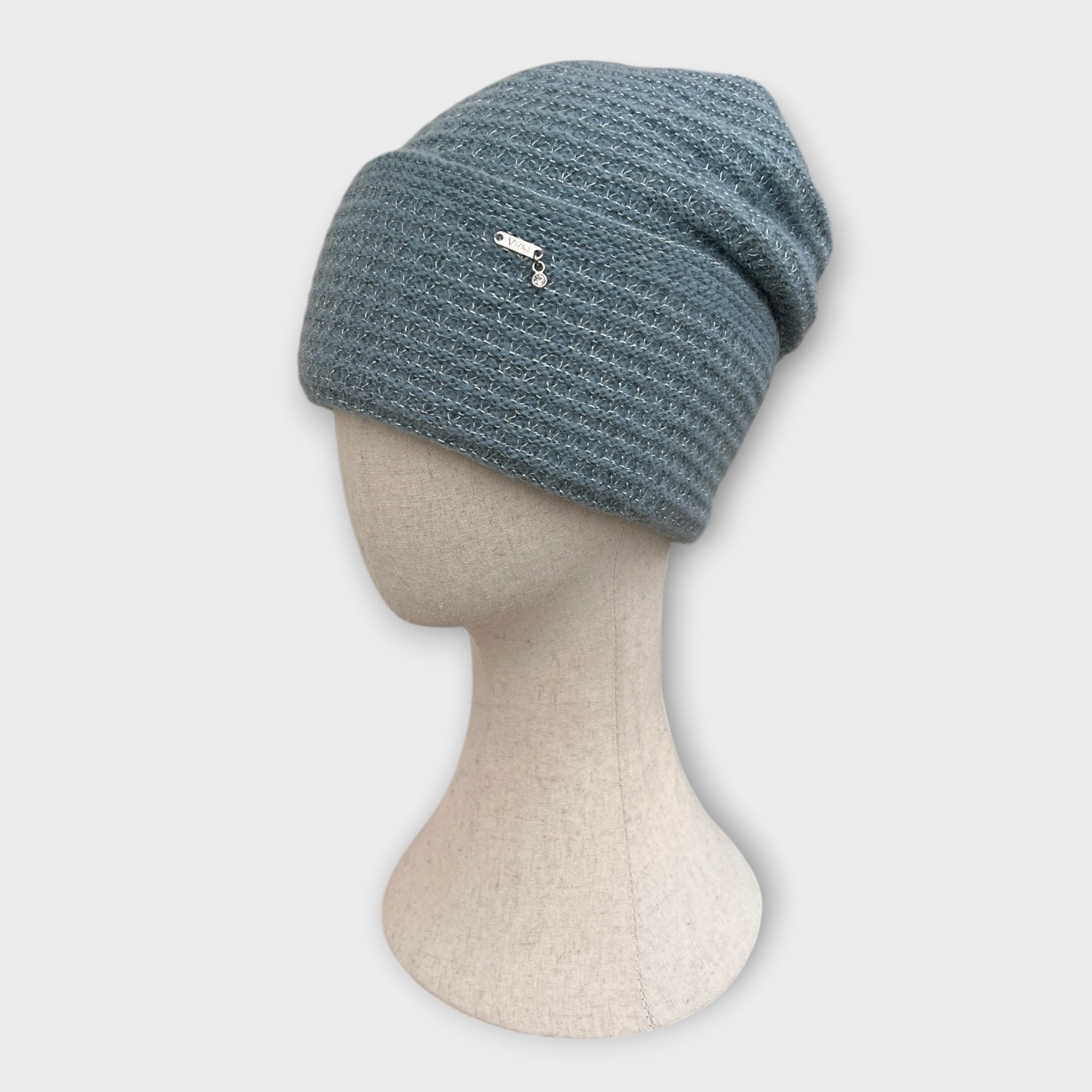 Berretto Beanie Con Risvolto In Maglia Di Lana e Alpaca