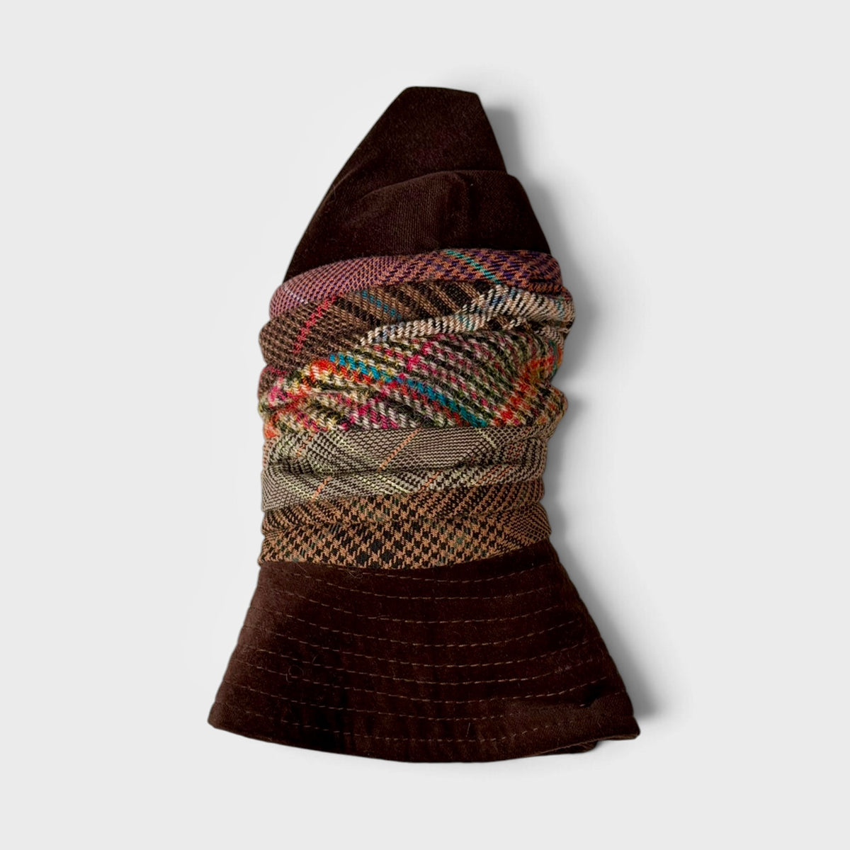 Cappello Invernale In Velluto Marrone e Multicolor A tesa Media Modellabile - Pieghevole Grevi