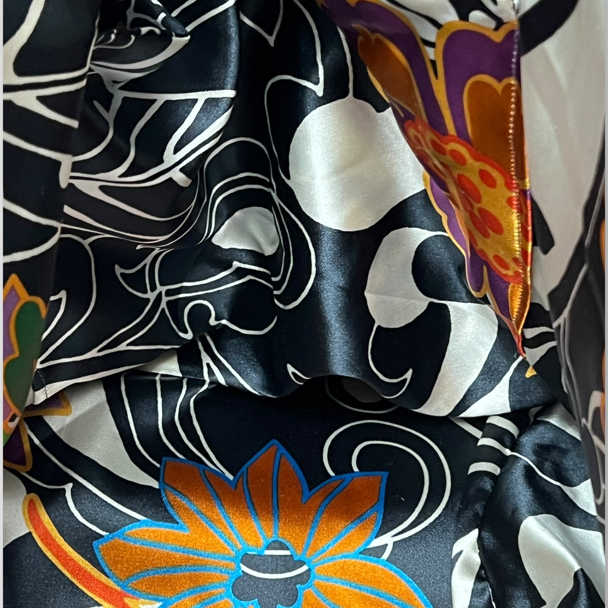 Borsa Shopping in Tessuto Reversibile con Fiori