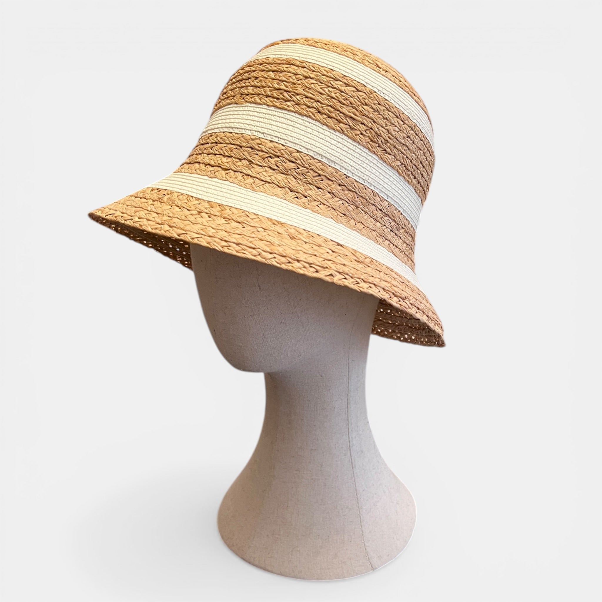 Cappello Cloche Da Donna in Paglia Intrecciata Pieghevole Bicolor - Cappelleria Bacca