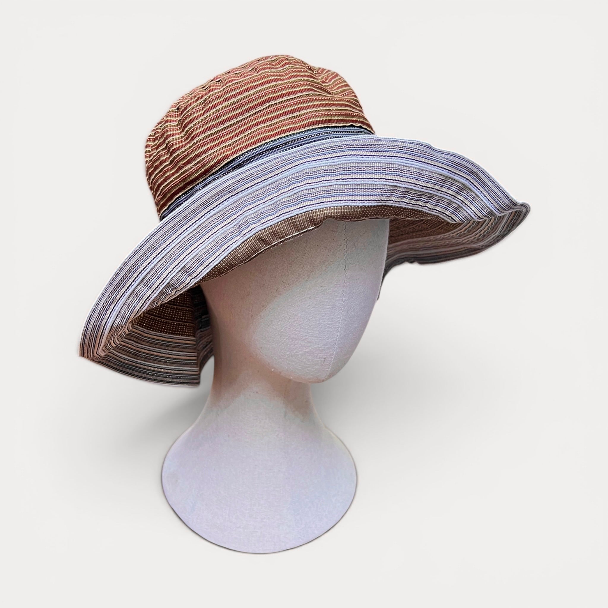 Cappello Donna Estivo In Cotone Multicolor e Lurex, Pieghevole - Grevi