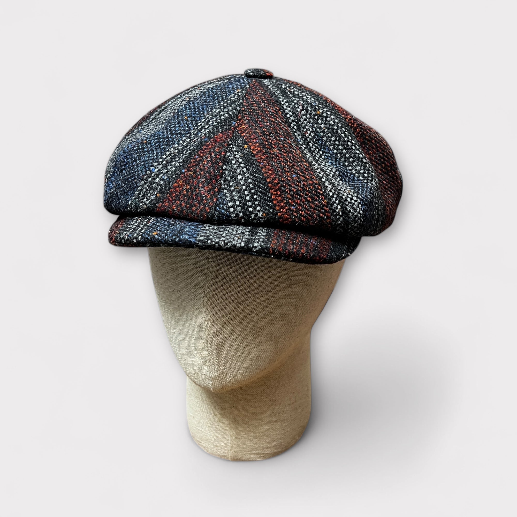 Coppola Irlandese 8 spicchi In Pura Lana Blu e Bordeaux