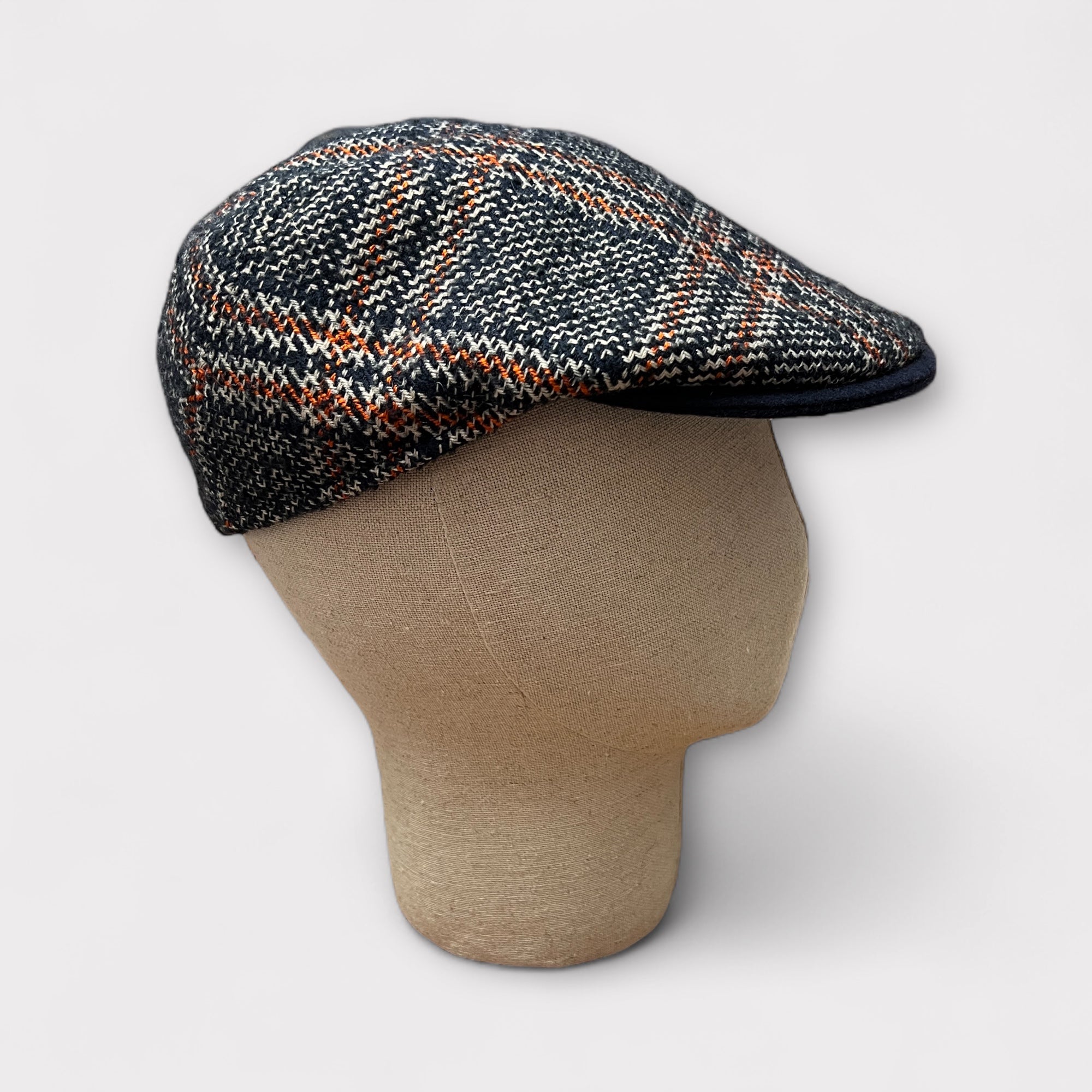 Coppola In Pura Lana Motivo Pied De Poule Blu e Ruggine