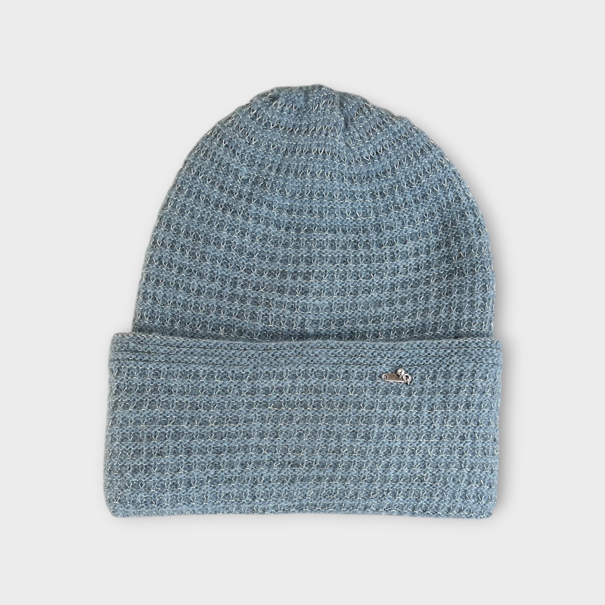 Berretto Beanie Con Risvolto In Maglia Di Lana e Alpaca