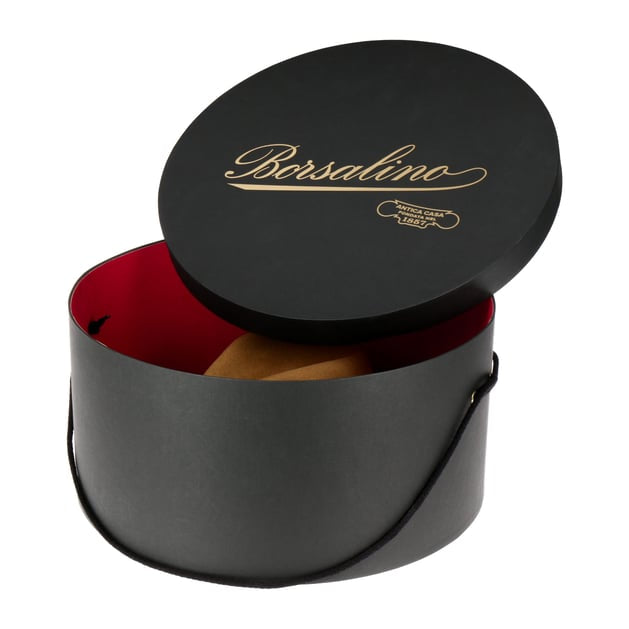 Cappelliera Borsalino diametro 40 cm x 18,5 cm Foderata In Velluto Rosso